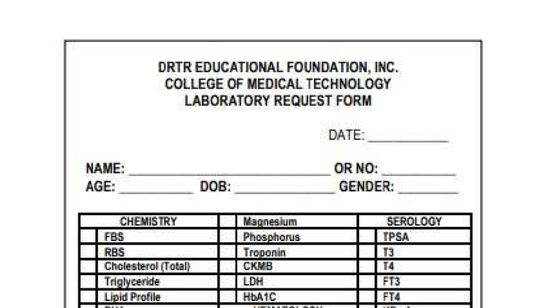 Lab Tests - Lecture Notes for DRTR Medical Technology Course - Studocu