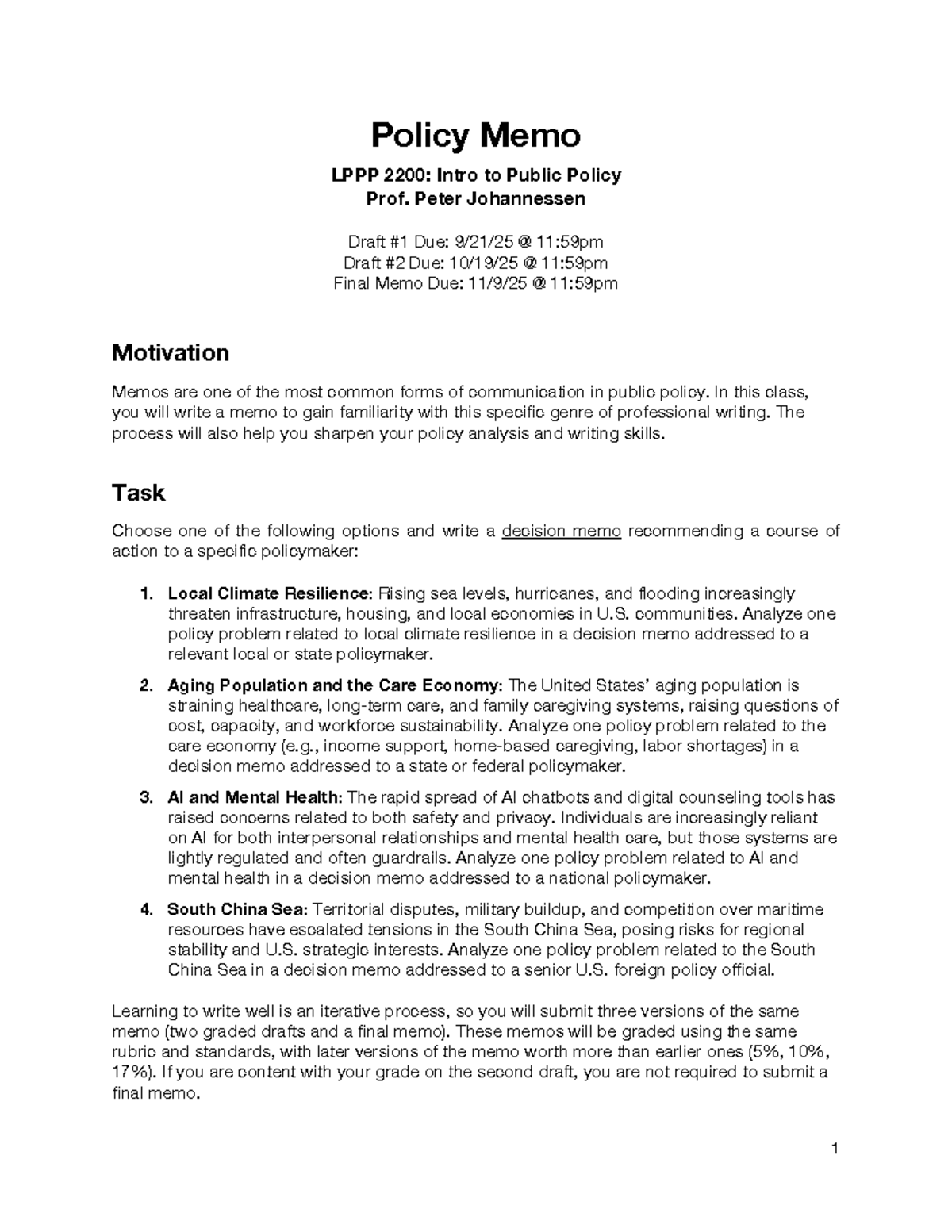 Policy Memo 2200: Draft Guidelines for Public Policy Analysis - Studocu