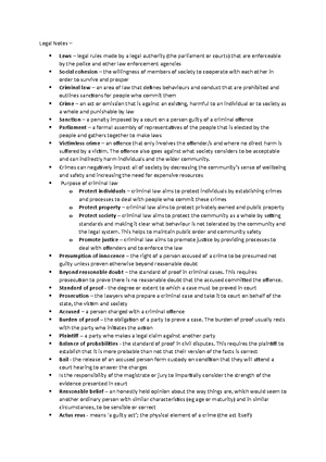 VCE Legal Studies Unit 1 AOS 1 Notes - Legal notes – Social cohesion is ...