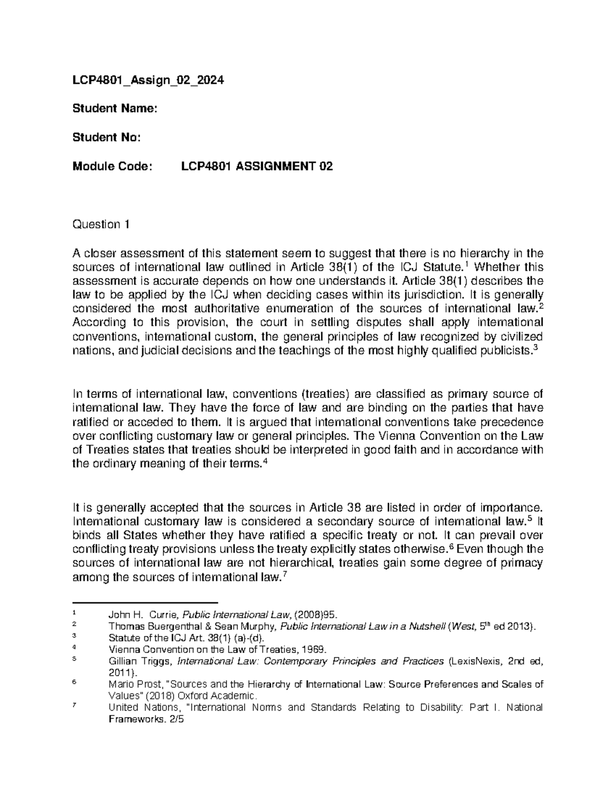 LCP4801_Assignment_02_2024: Analysis of International Law Sources - Studocu