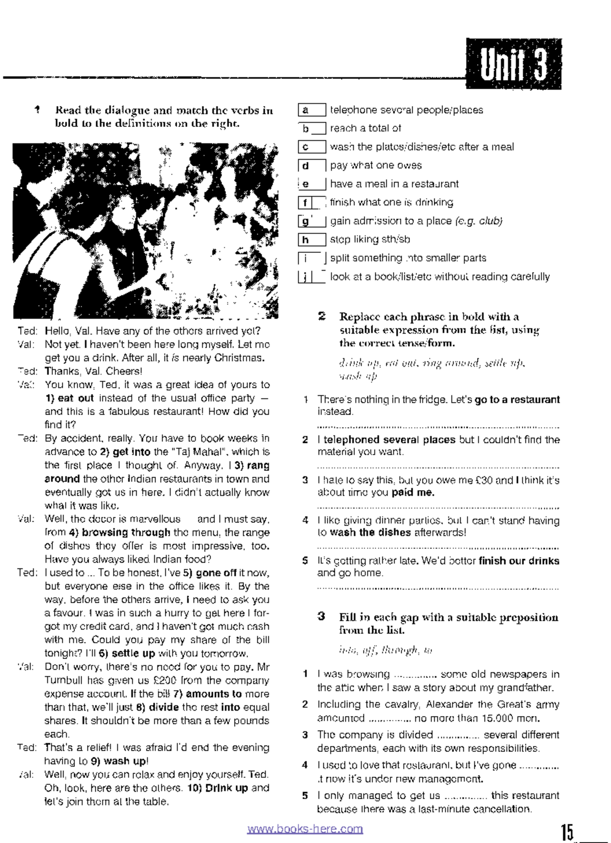 Unit 3 Phrasal Verbs Exercise: Dialogue Practice and Definitions - Studocu