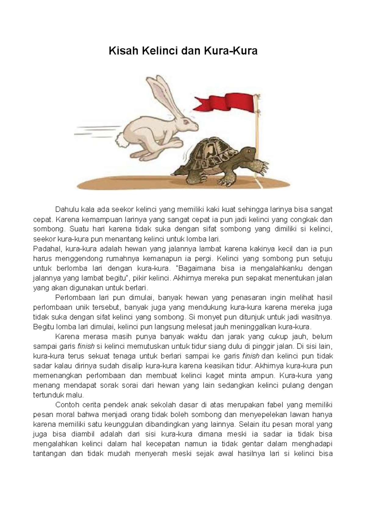 Fabel Anak: Moral dan Pelajaran dalam Kisah Hewan - Studocu