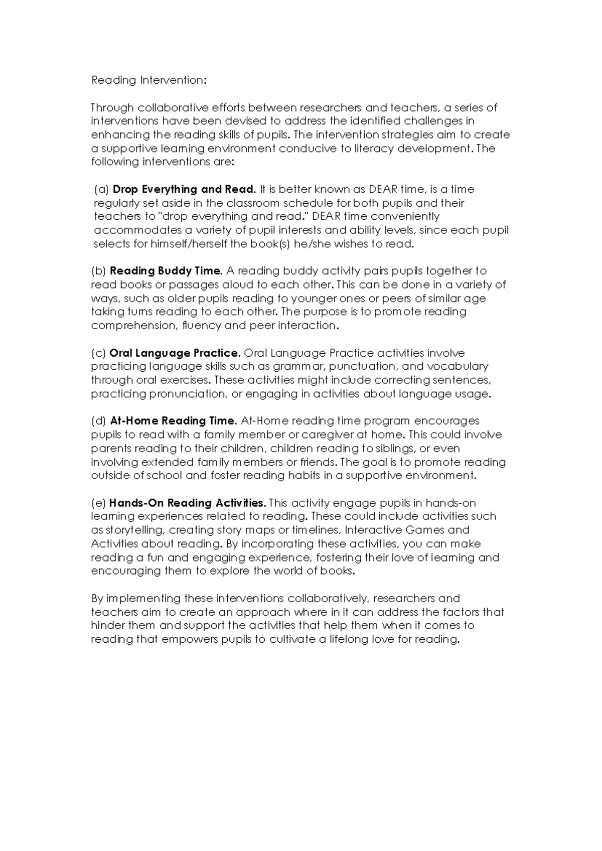 Reading Intervention - notes - Reading Intervention: Through ...