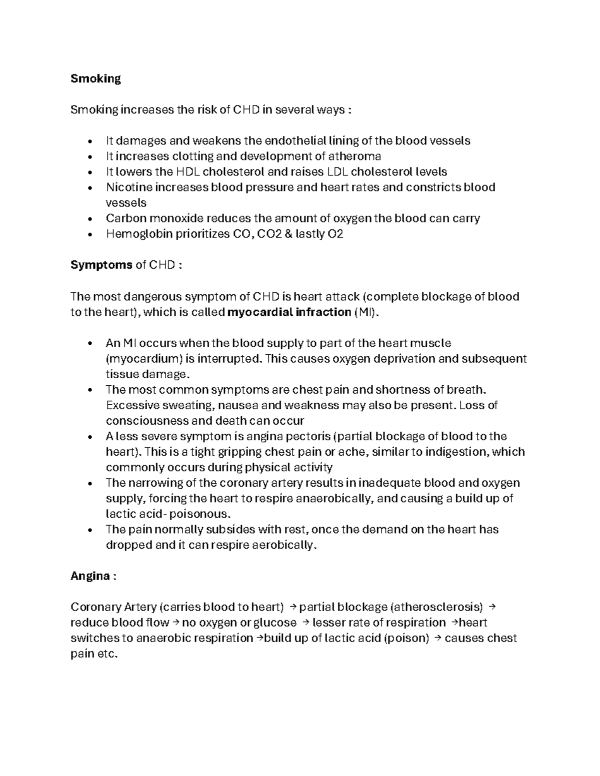 CHD Risk Factors and Symptoms: A Quick Reference Guide - Studocu
