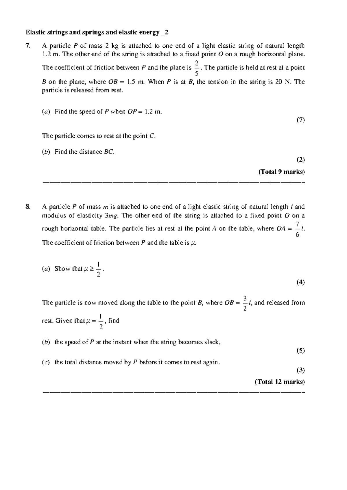 W14 Elastic Strings & Springs: Detailed Study Notes 2 - Studocu