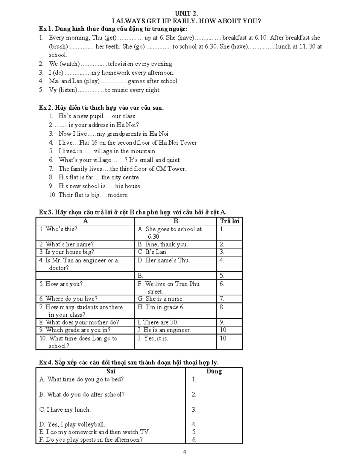 UNIT 2 Lesson 1 - Vocabulary & Grammar Review for Primary Students ...