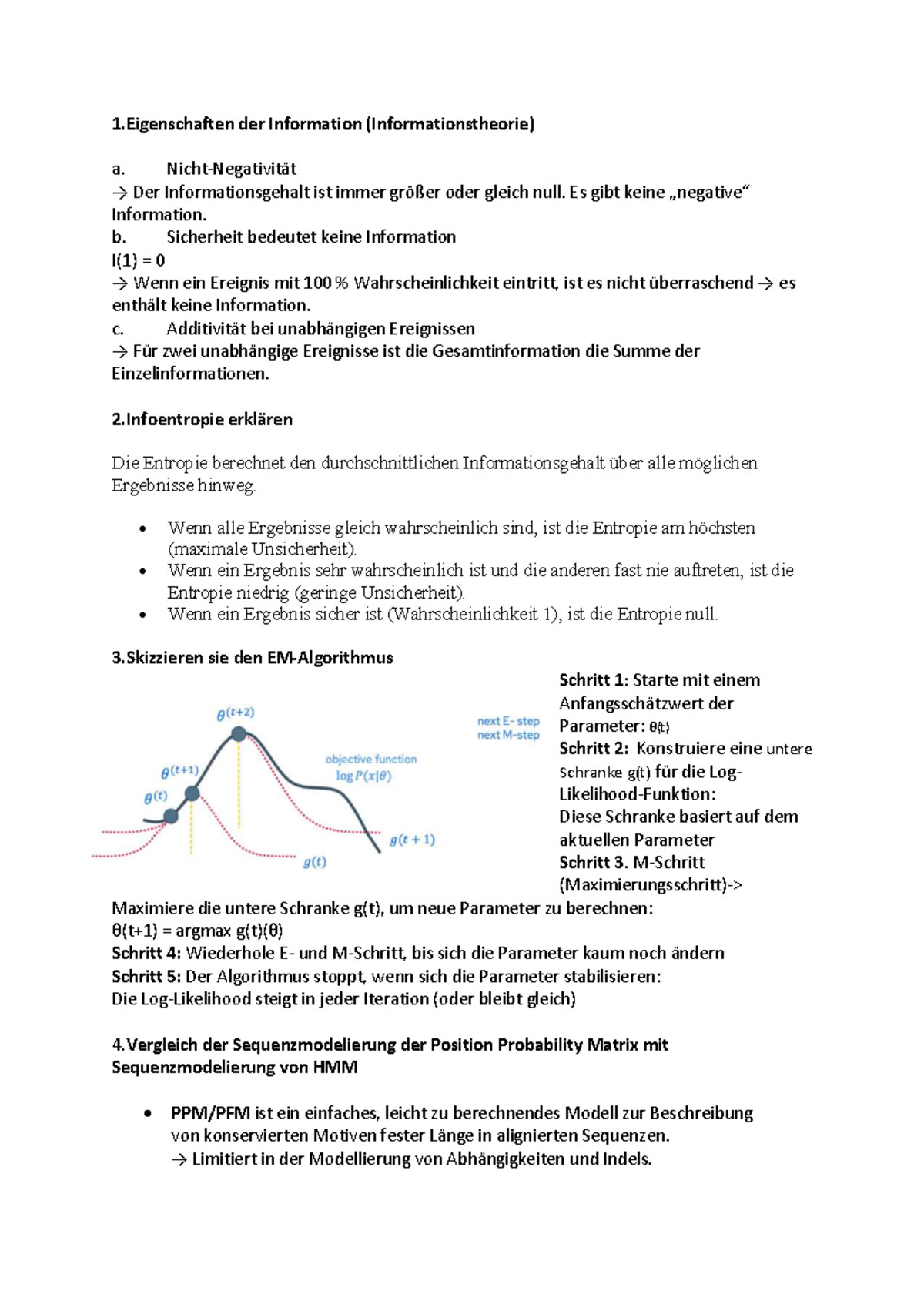 Bioinformatik Zusammenfassung: Informationstheorie und Clustering - Studocu