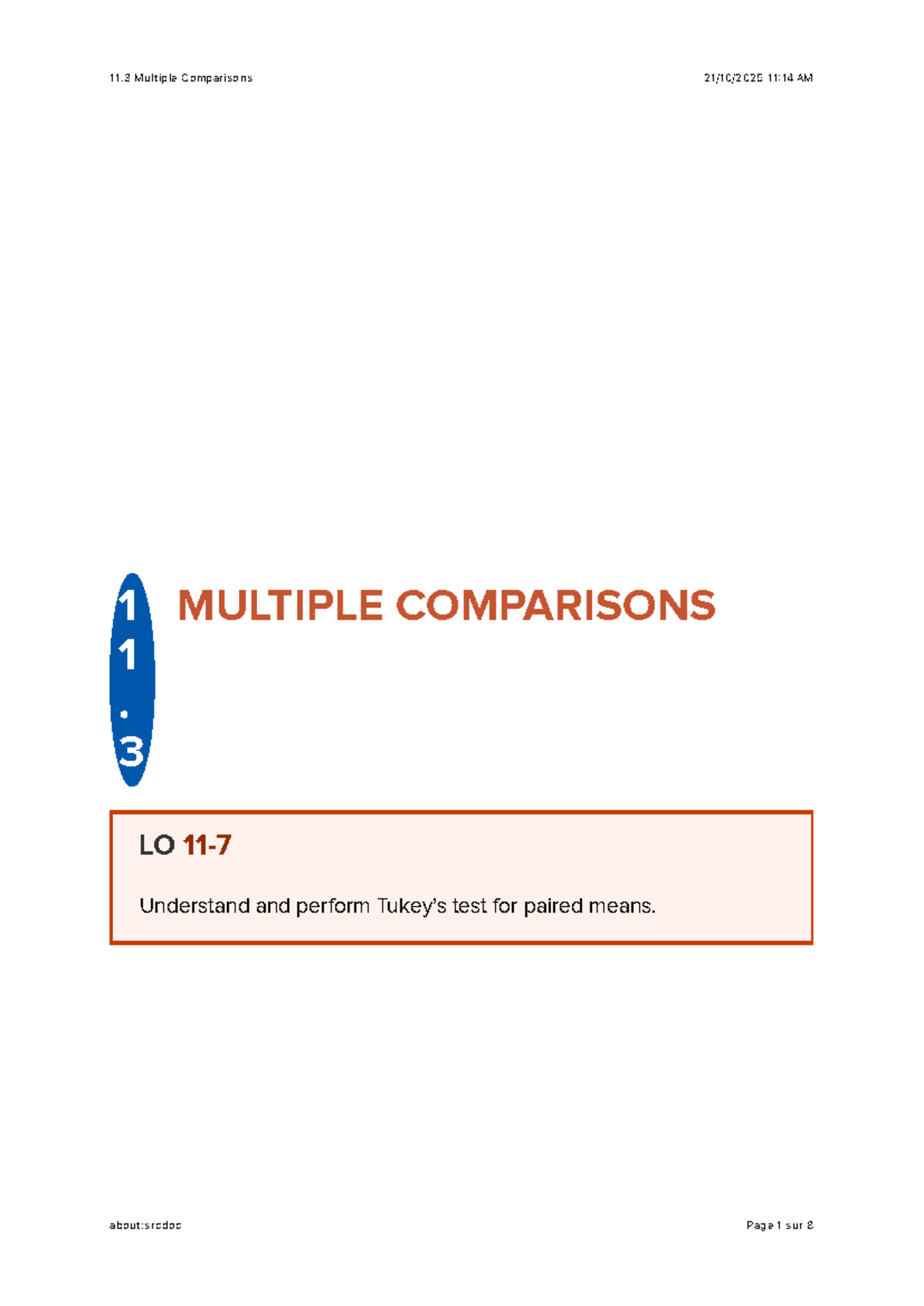 11.3 Multiple Comparisons: Understanding Paired Means Tests - Studocu