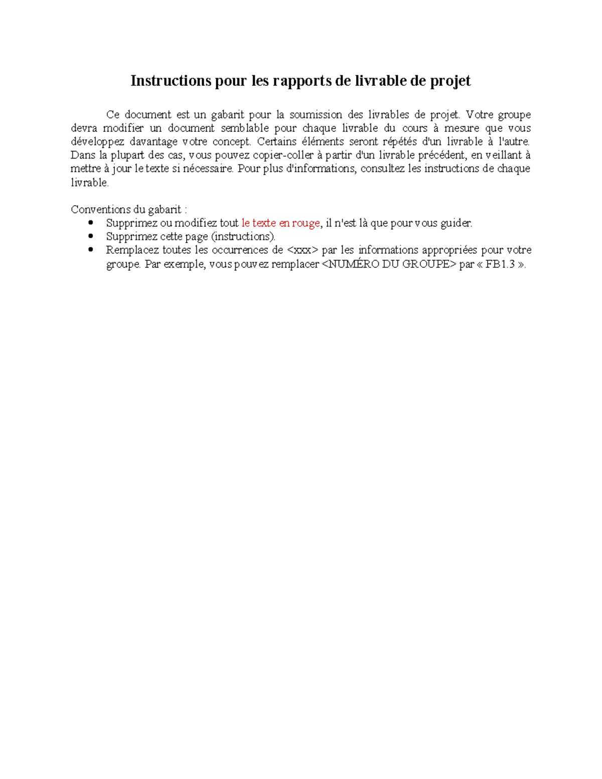 GNG1503 Livrable de Projet B - Gabarit et Instructions - Studocu