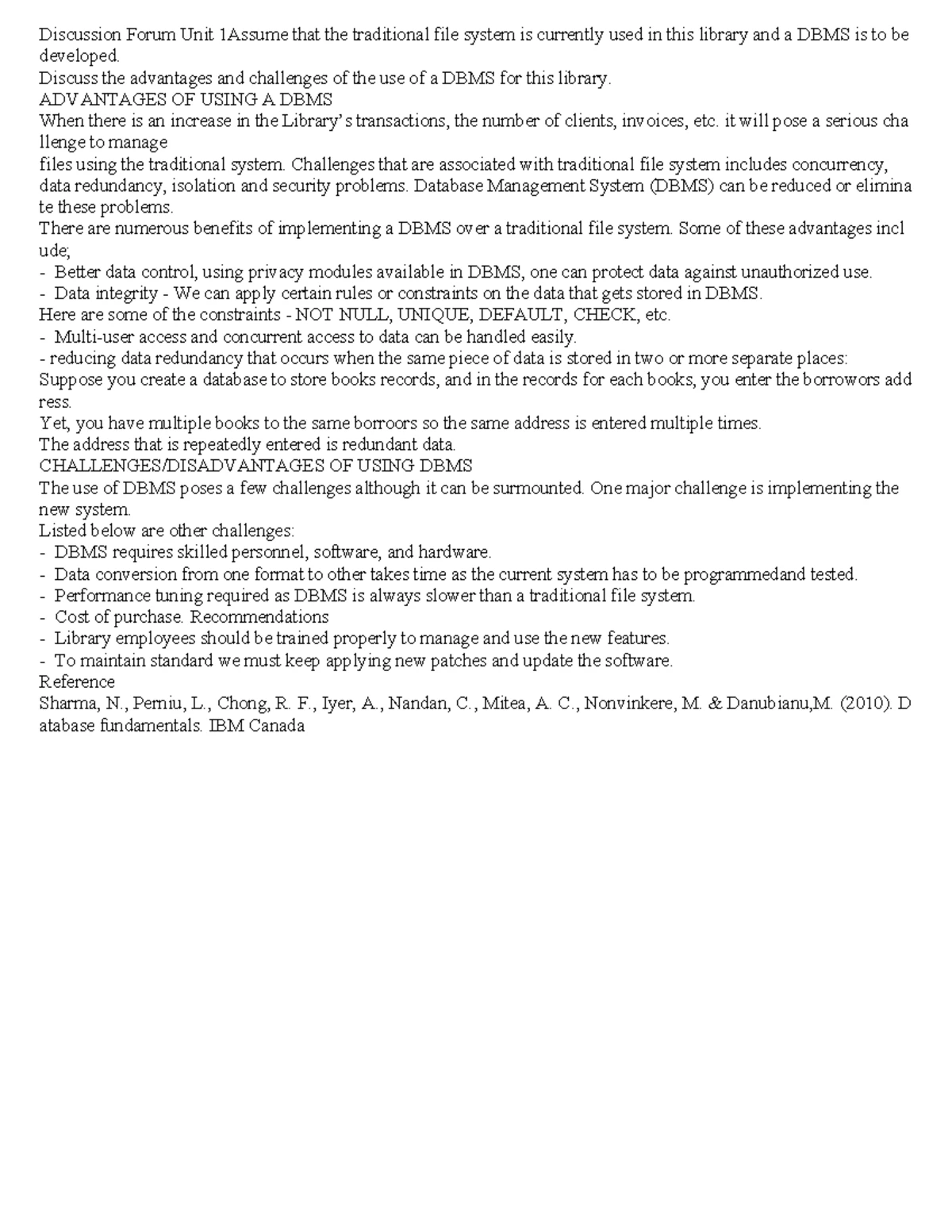 Unit 3 Programming Assignment: Normalization in Databases CS 2203-01 ...