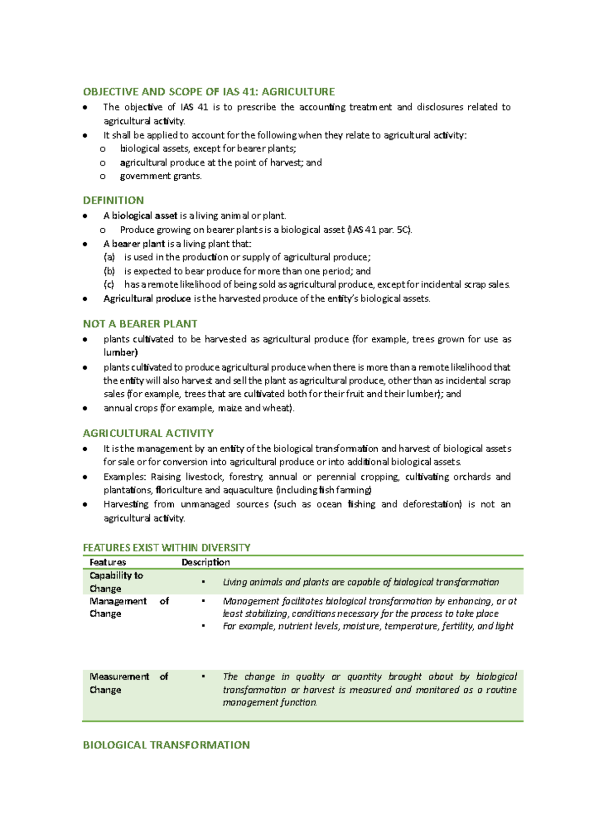1 - WWWWWWWWWW - OBJECTIVE AND SCOPE OF IAS 41: AGRICULTURE • The ...