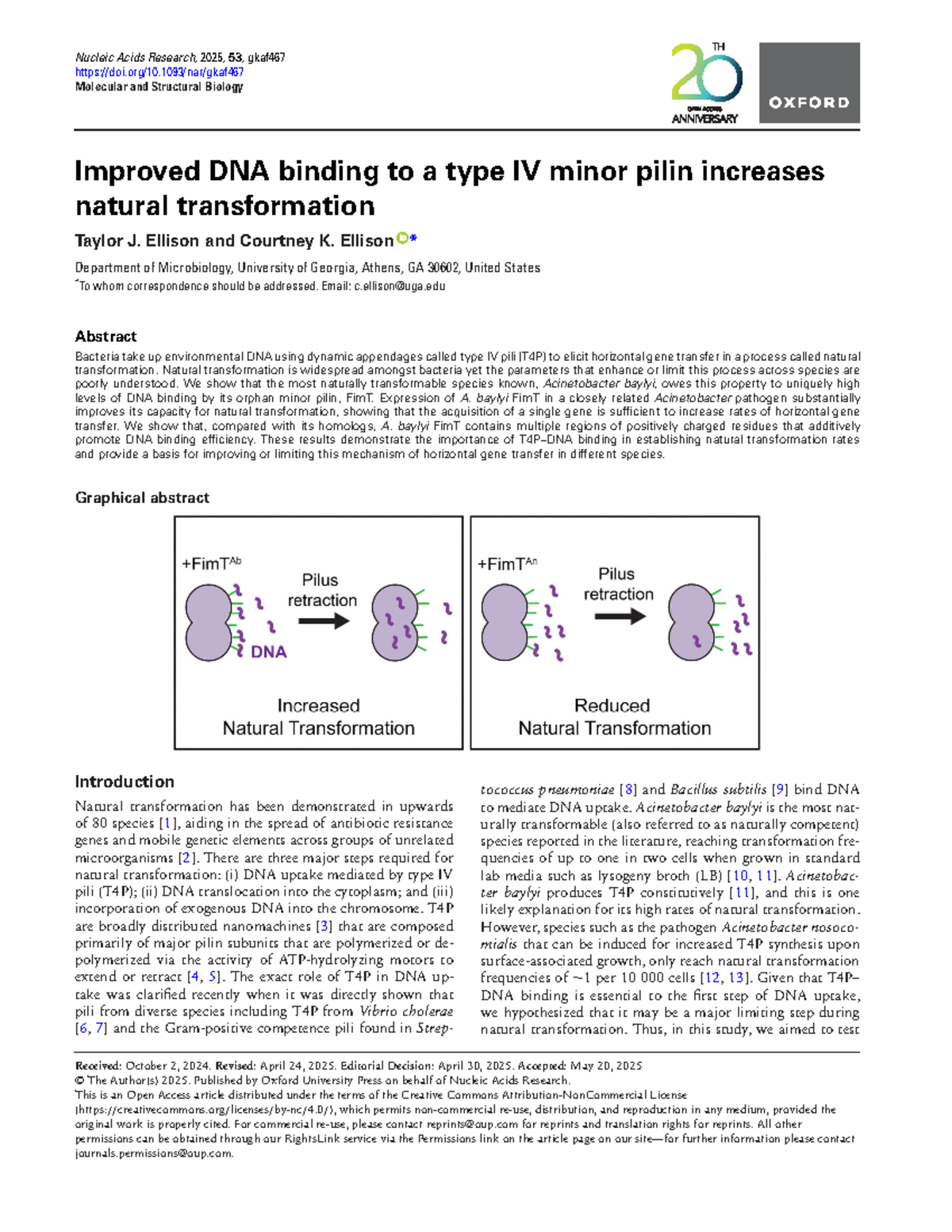 Improved DNA Binding in Type IV Minor Pilin: Insights into Natural ...