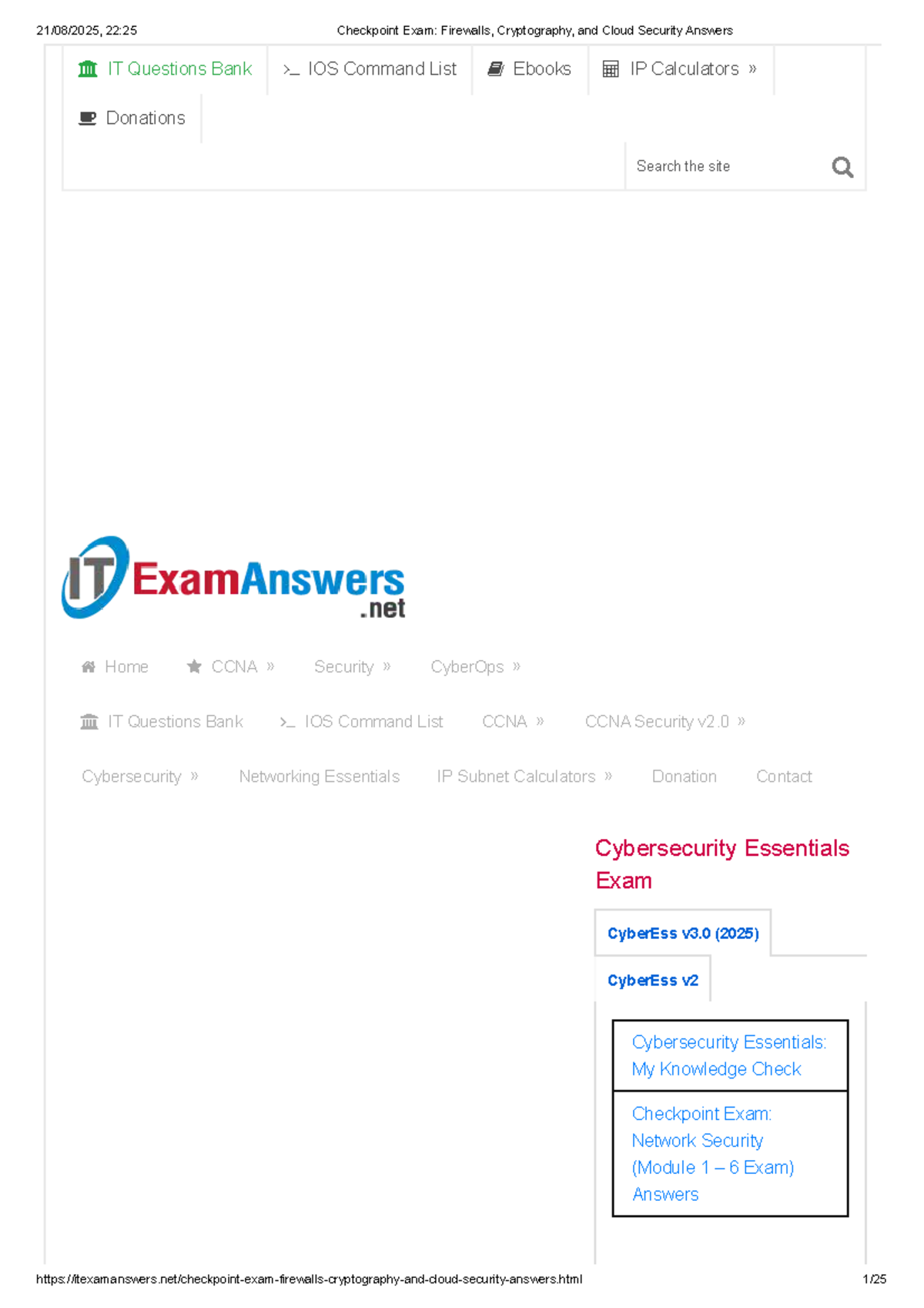 Checkpoint Exam: Firewalls, Cryptography, and Cloud Security Answers ...