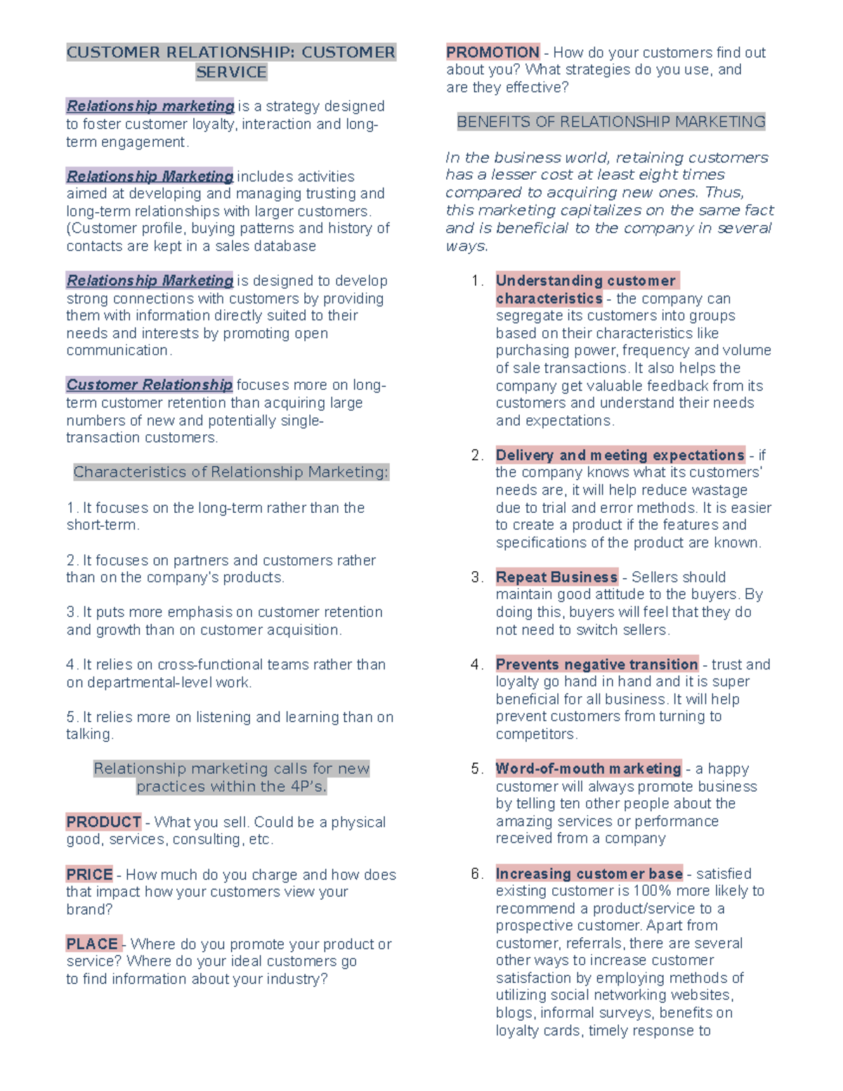 Customer- Relationship - CUSTOMER RELATIONSHIP: CUSTOMER SERVICE ...