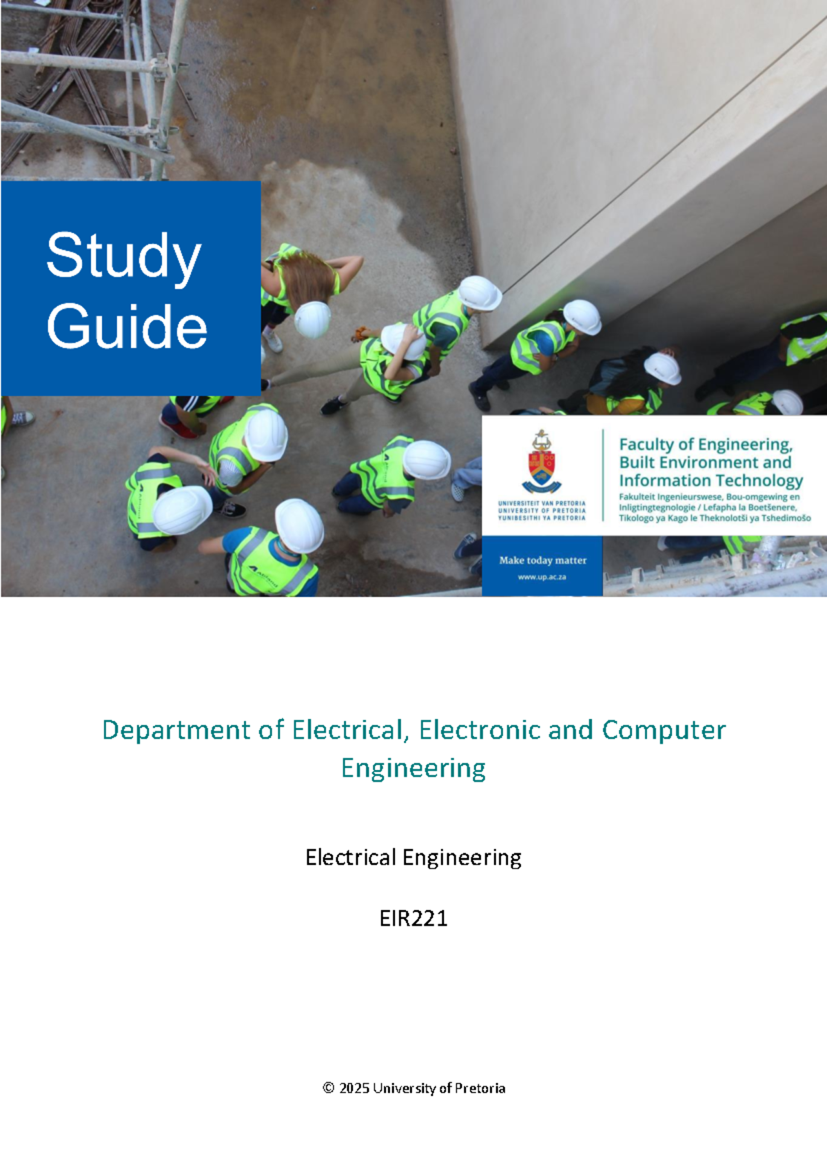 EIR221 Electrical Engineering Study Guide 2025 - University of Pretoria ...