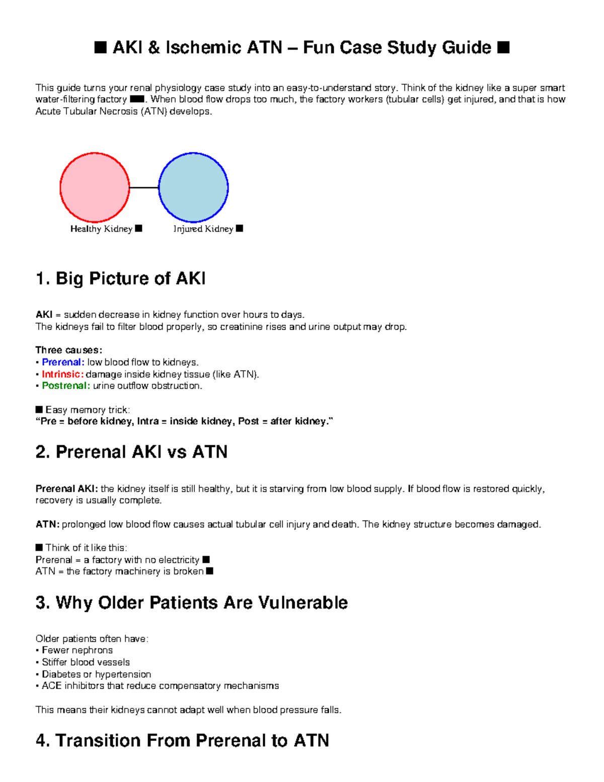 AKI ATN Fun Case Study Guide - SU7 on Acute Kidney Injury - Studocu