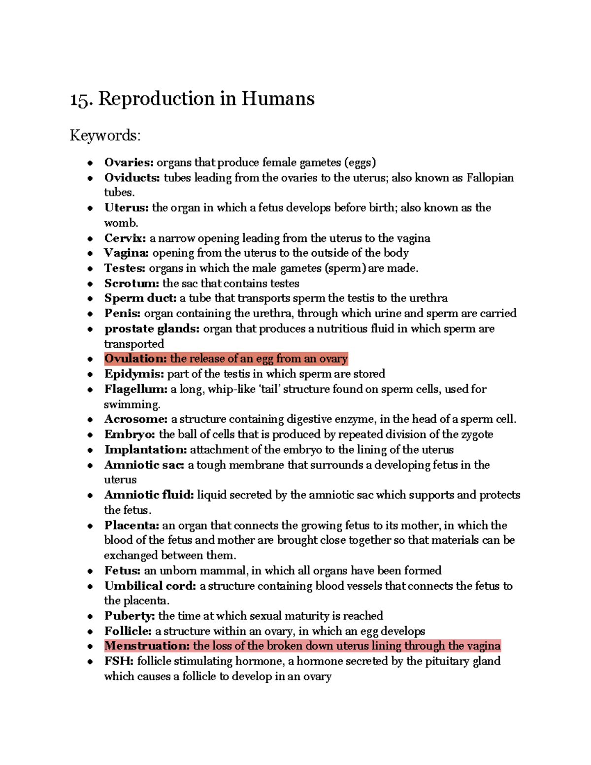 15. Human Reproductive System Overview and Key Concepts - Studocu