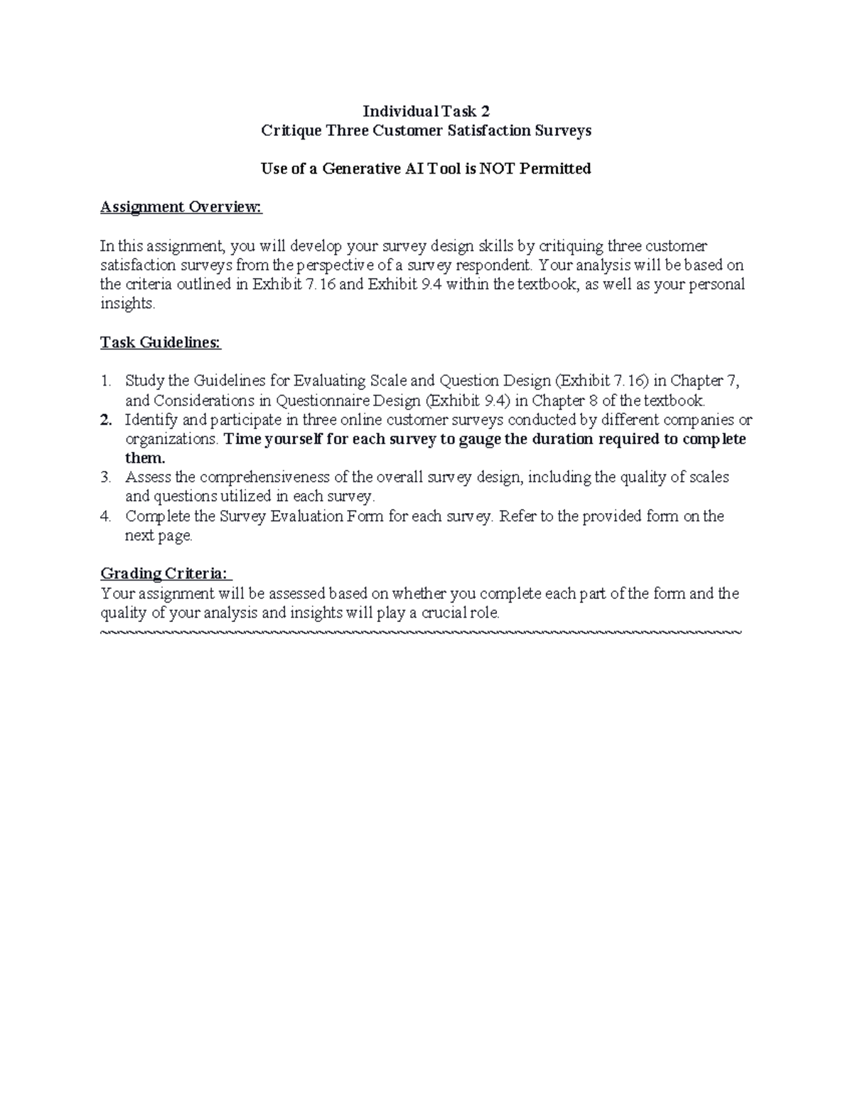 Individual Task 2 Critique Three Customer Satisfaction Surveys - Your ...