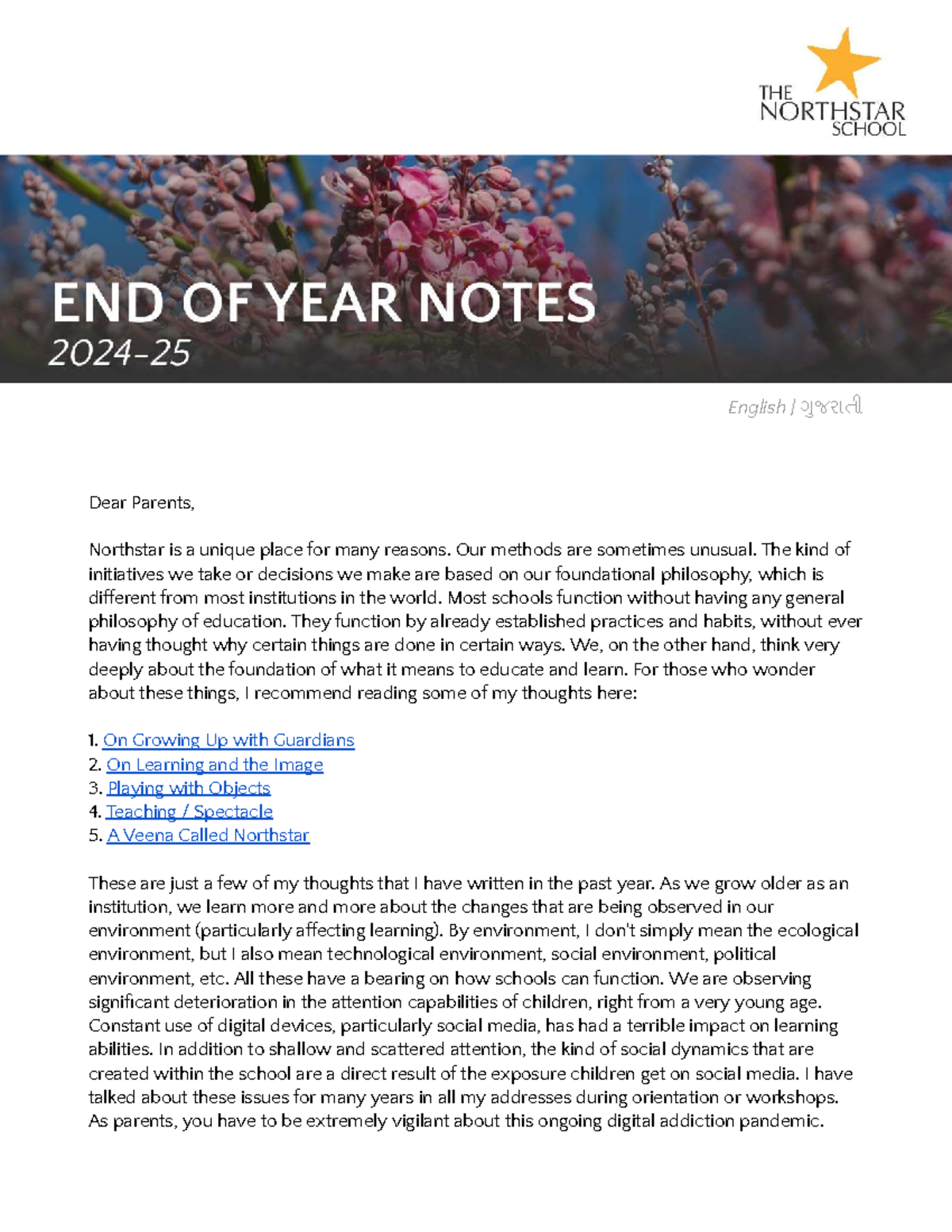 End of Year Notes 2025 - Insights from Northstar Educators - Studocu