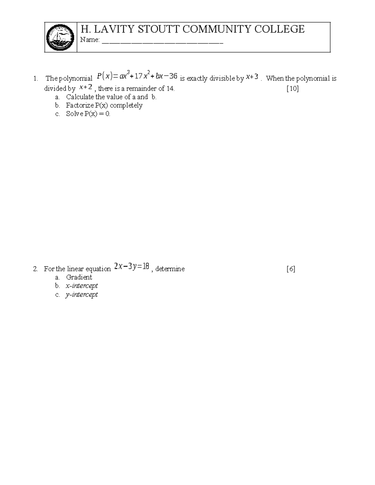 Mat109 assignment 4 - Class homework on polynomials and circles - Studocu
