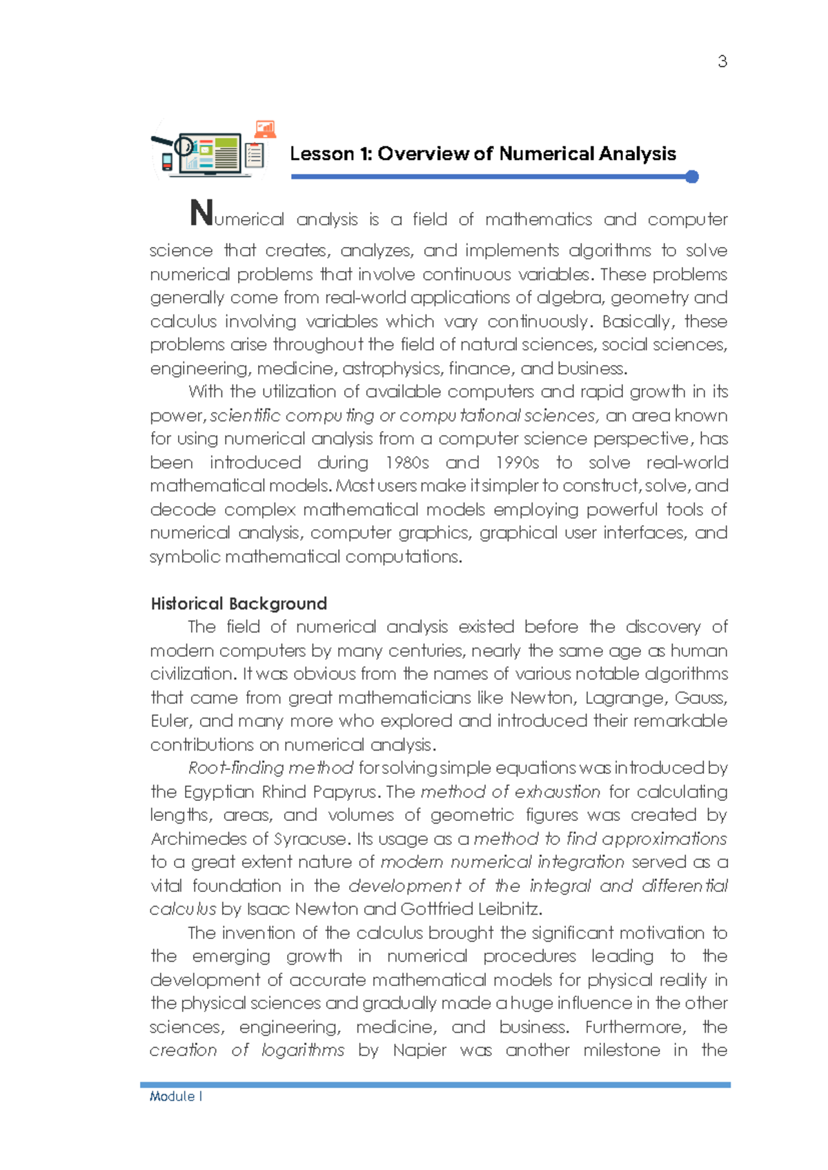 Lesson One Basic Concepts of Numerical Analysis - Numerical analysis is ...