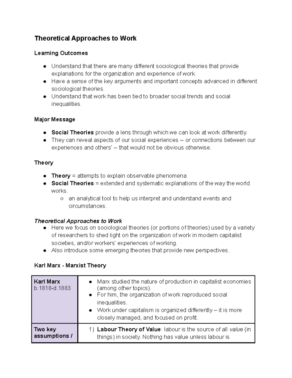 Week 2 - Sociological Theories of Work and Inequality Analysis - Studocu
