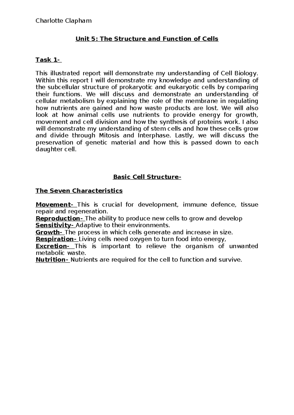 Unit 5: Exploring Cell Structure & Function in Biology - Studocu