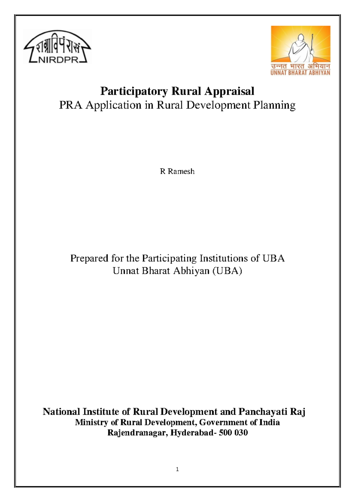 PRA Case Study: Application of Participatory Rural Appraisal in UBA ...