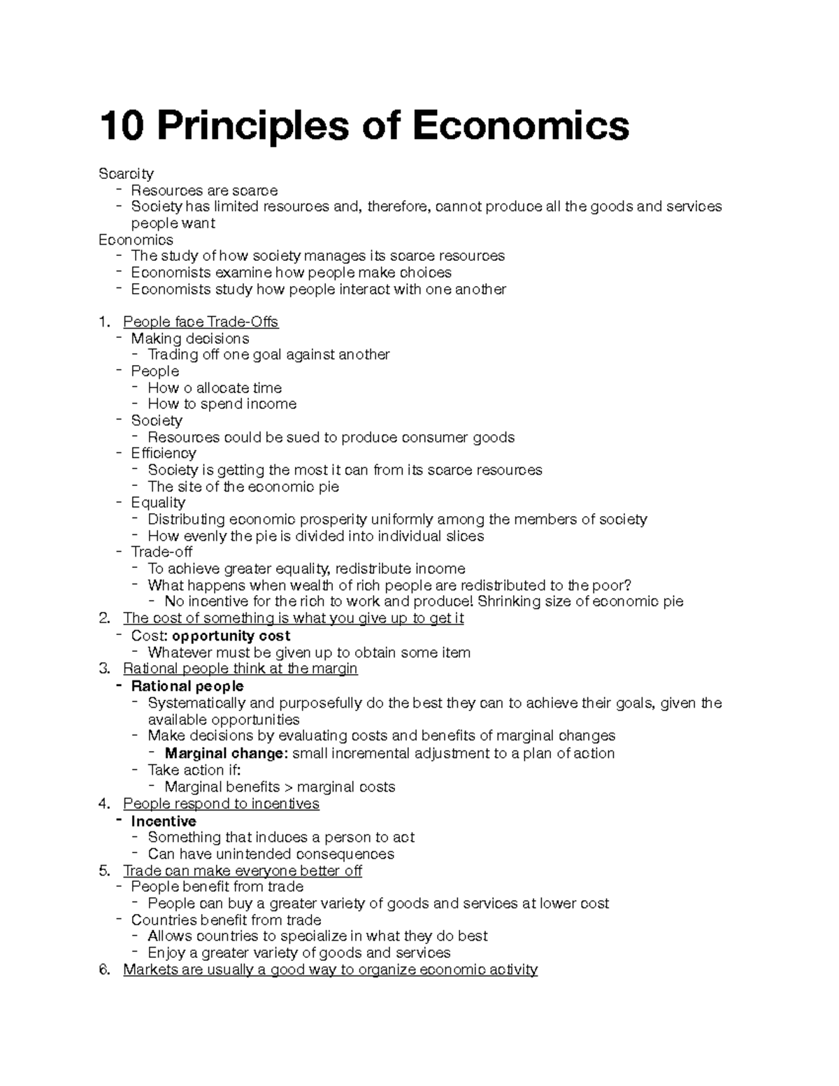 10 Key Principles of Economics: Basics & Insights - Studocu