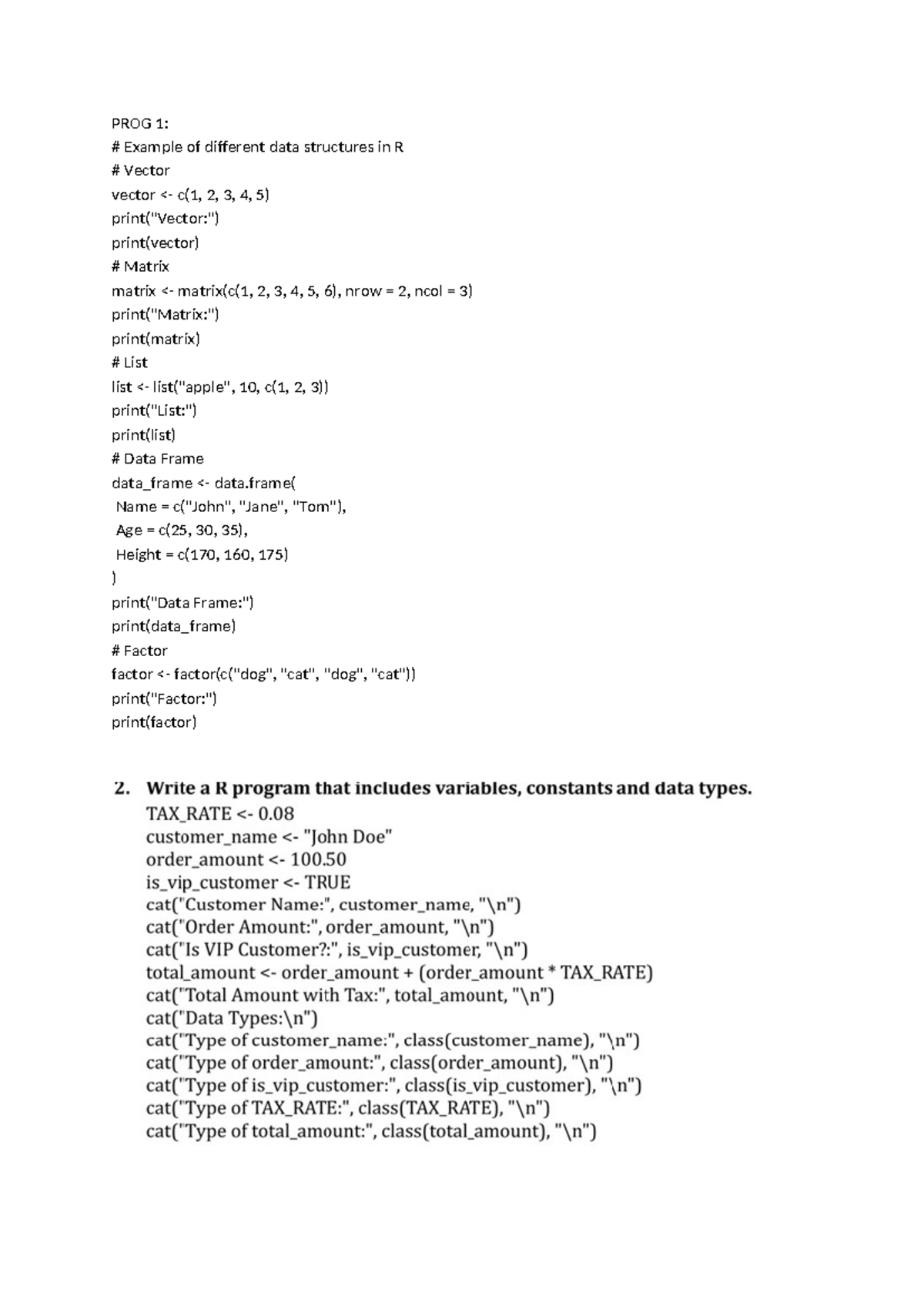R manual 2024 - R programming - PROG 1: Example of different data ...
