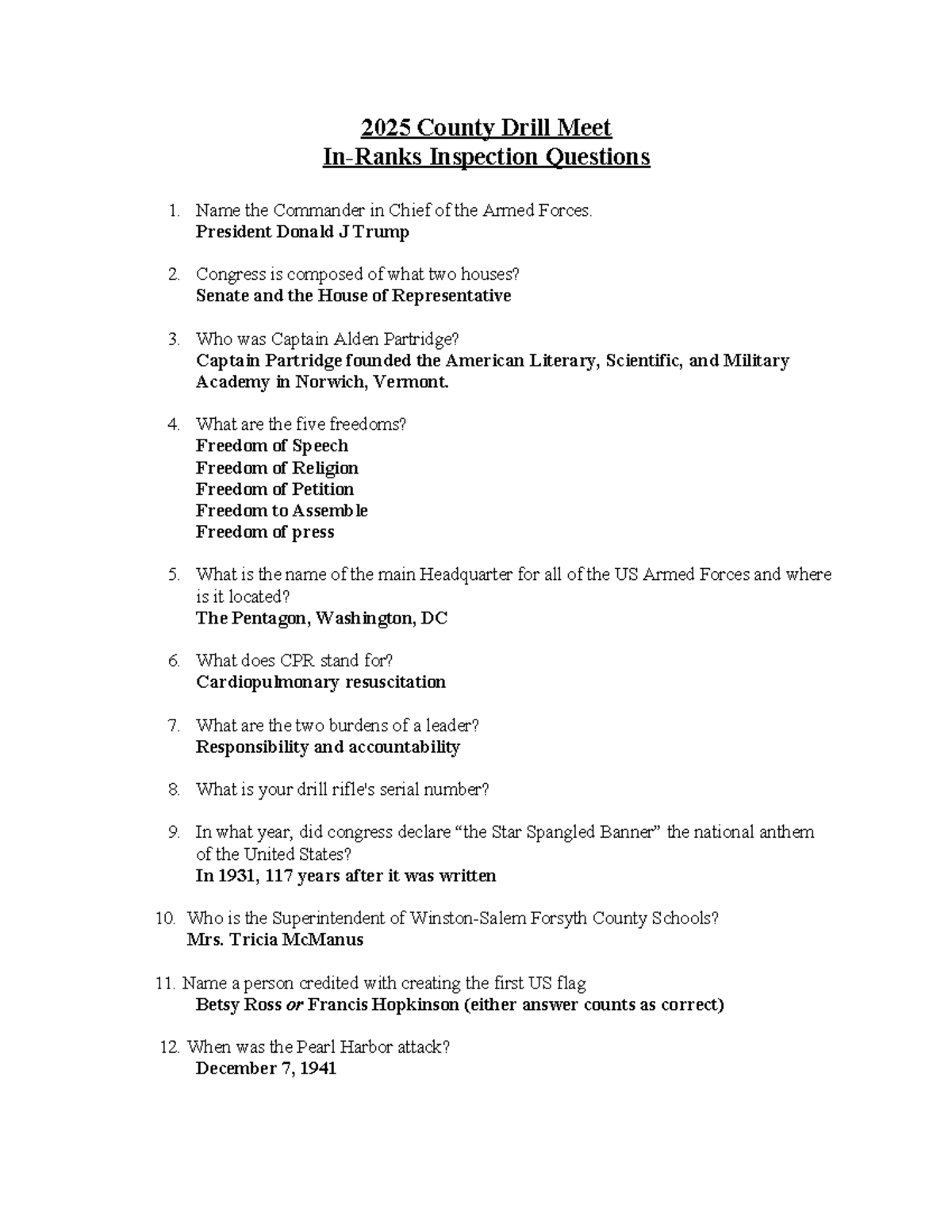 Inspection Questions for Drill Comp 2025 - Studocu