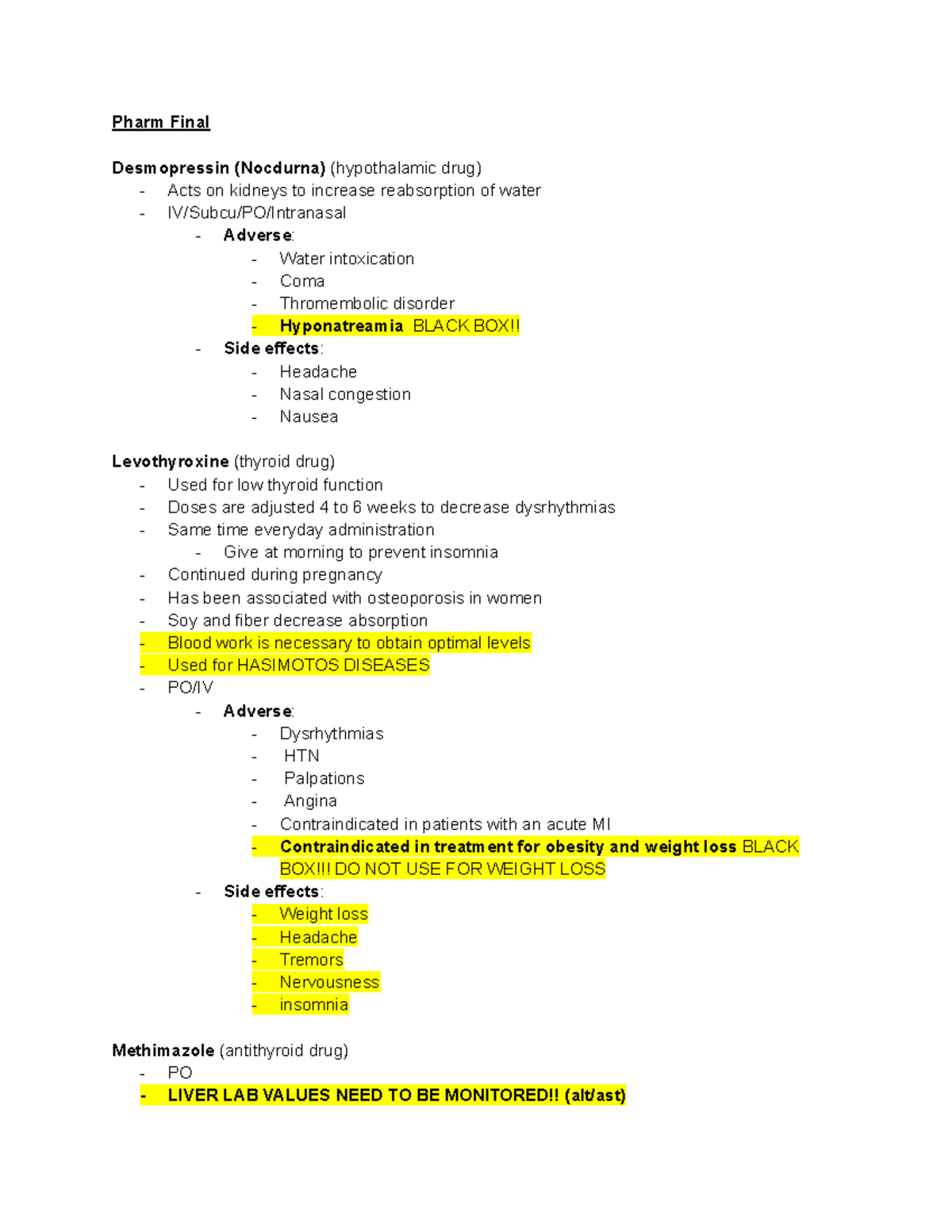 Pharm 4 Final Exam Notes: Key Drugs & Adverse Effects Overview - Studocu