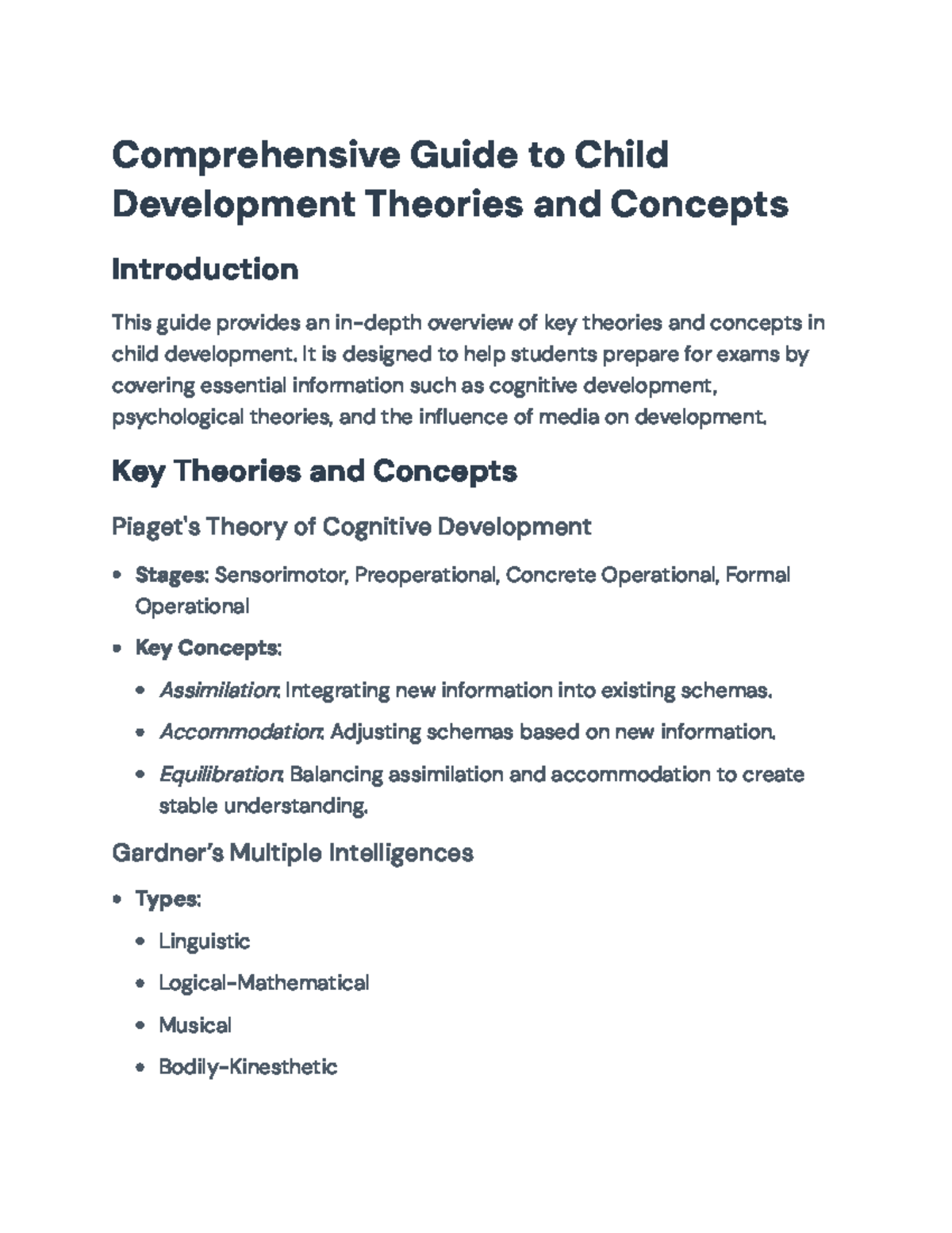 Child Development Theories: A Comprehensive Study Guide for GCU Final ...