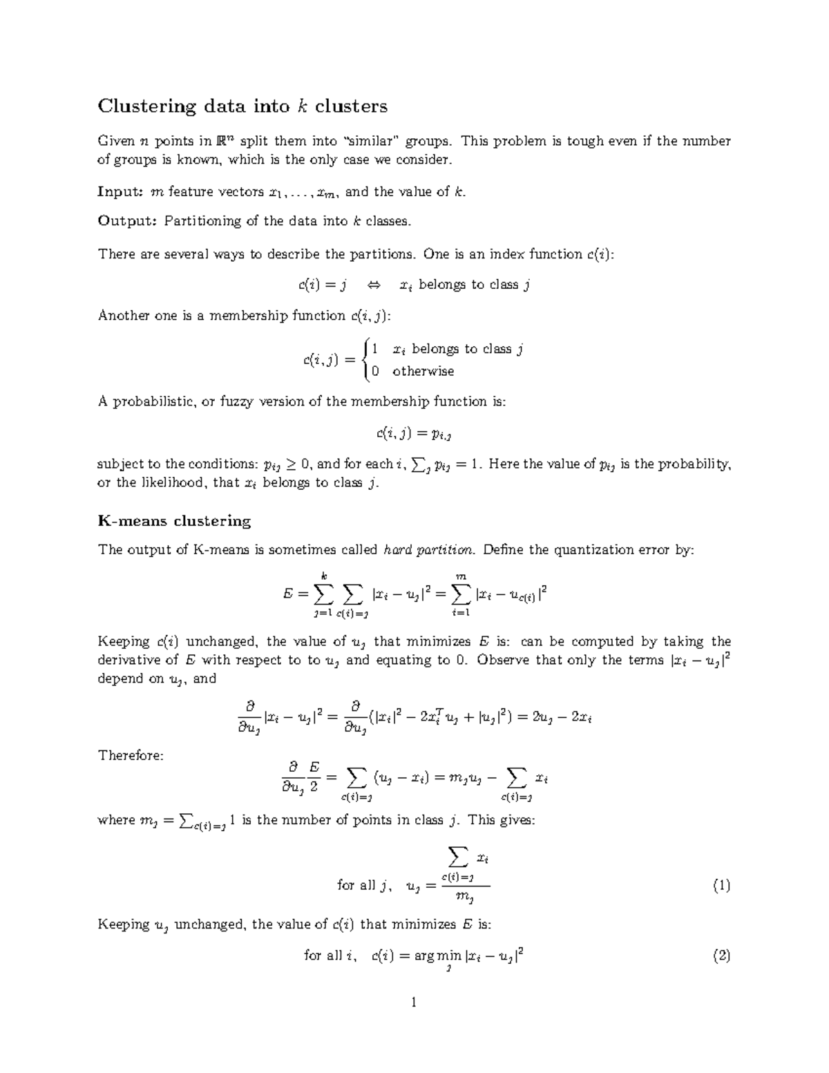 kmeans and kmeans++ - Clustering data into k clusters Given n points in ...