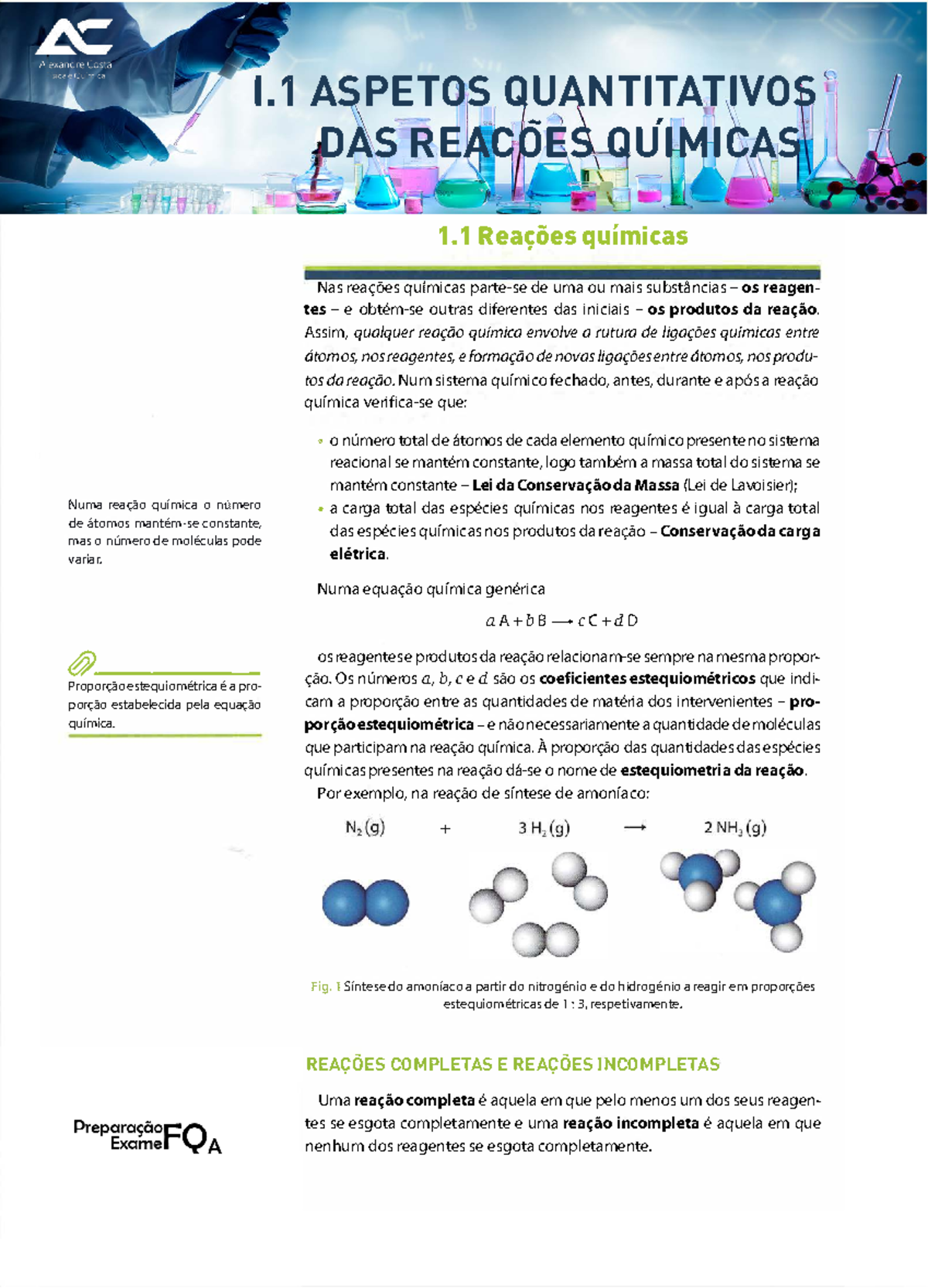 Resumo-Q11-1.1: Aspectos Quantitativos das Reações Químicas - Studocu