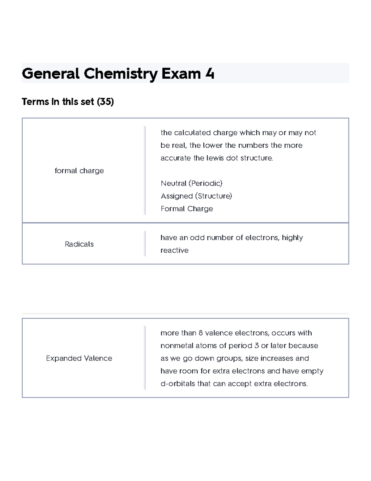 General Chemistry Exam 4 Flashcards - Key Terms and Concepts - Studocu