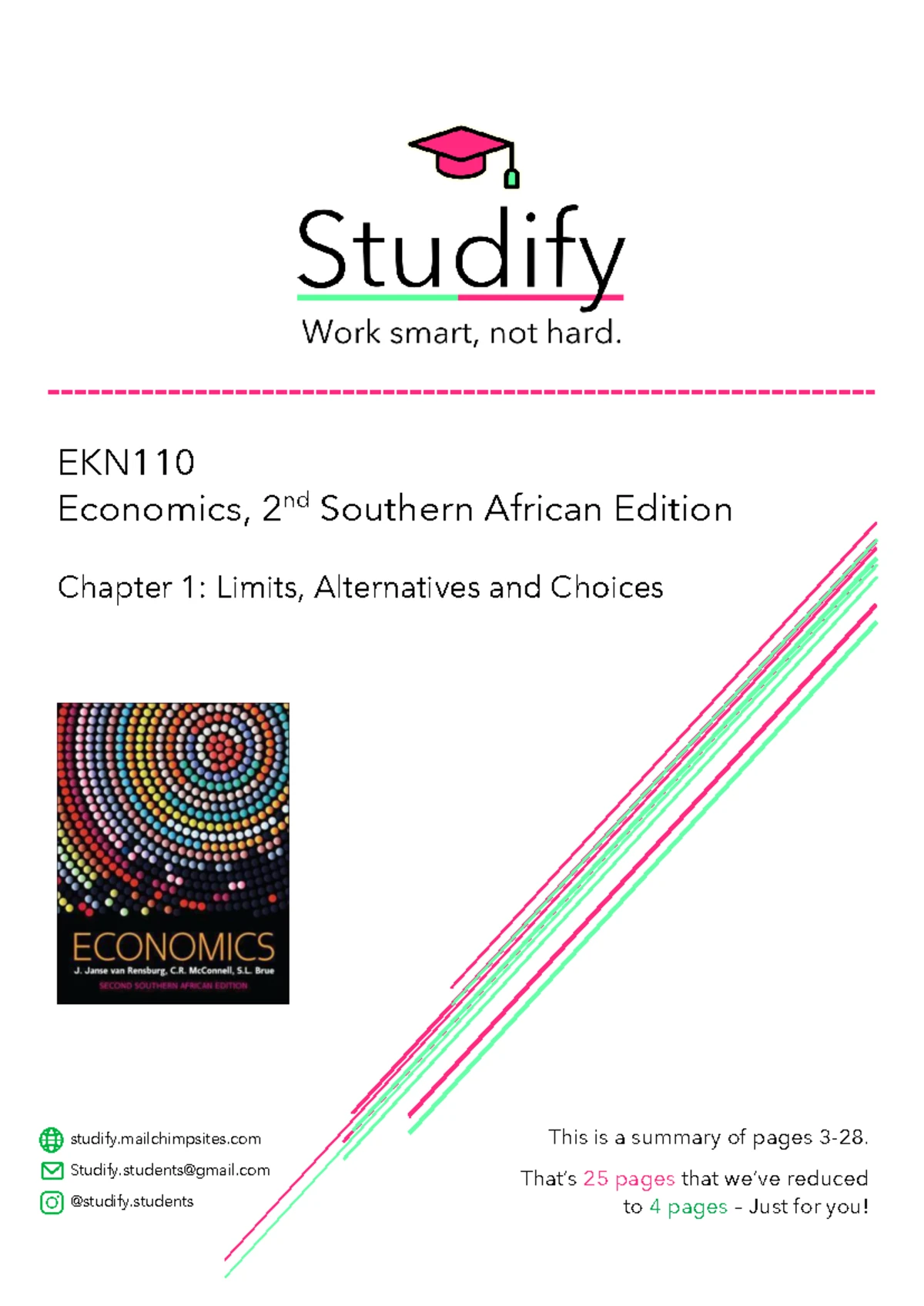 Chapter 1 EKN 110 - Limits, Alternatives and Choices: Economic choices ...