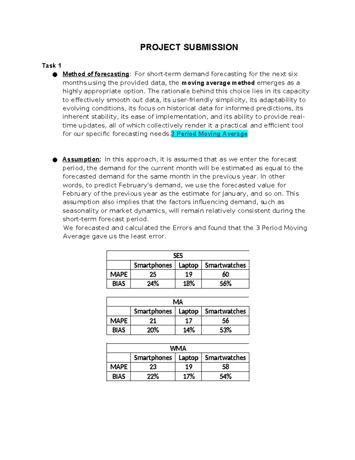 Opscm-Project Submission: Demand Forecasting Analysis and ...