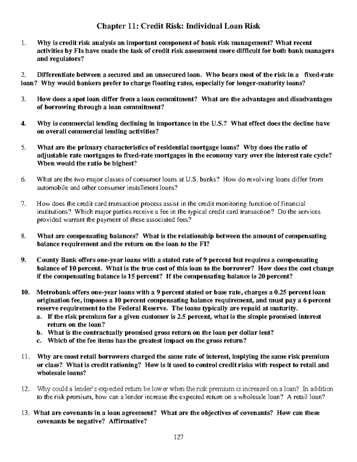 Chapter 11: Credit Risk Analysis and Individual Loan Assessment - Studocu