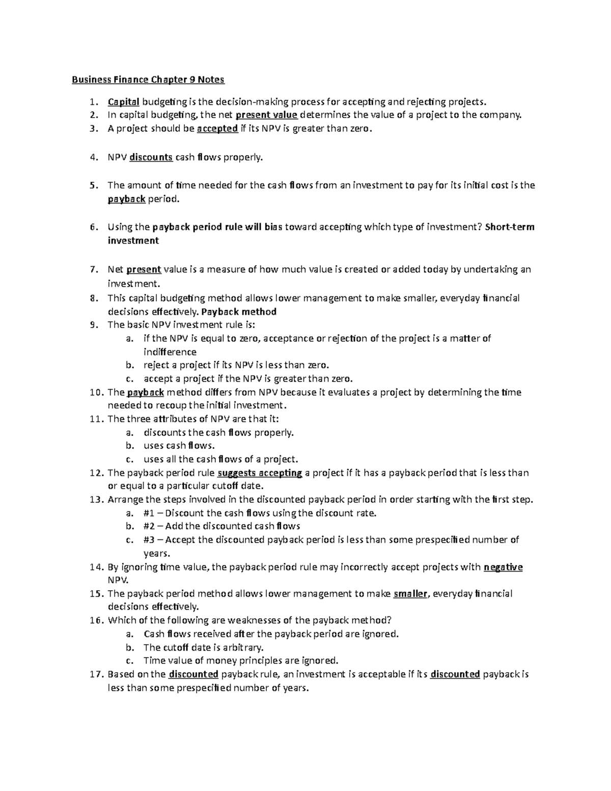 Business Finance Chapter 9 Notes - Business Finance Chapter 9 Notes ...
