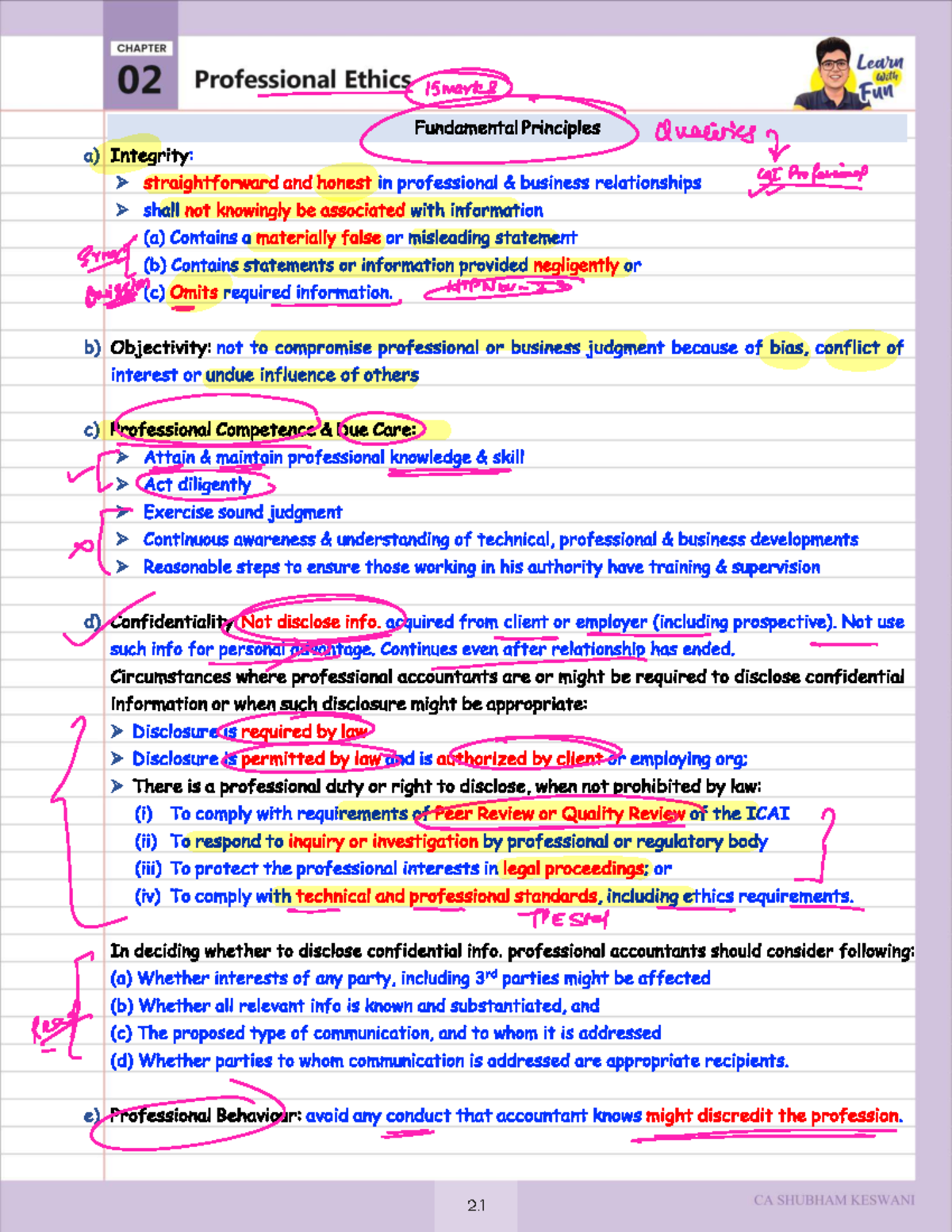 Professional Ethics Revision Notes - Course Code: E S Y - Studocu