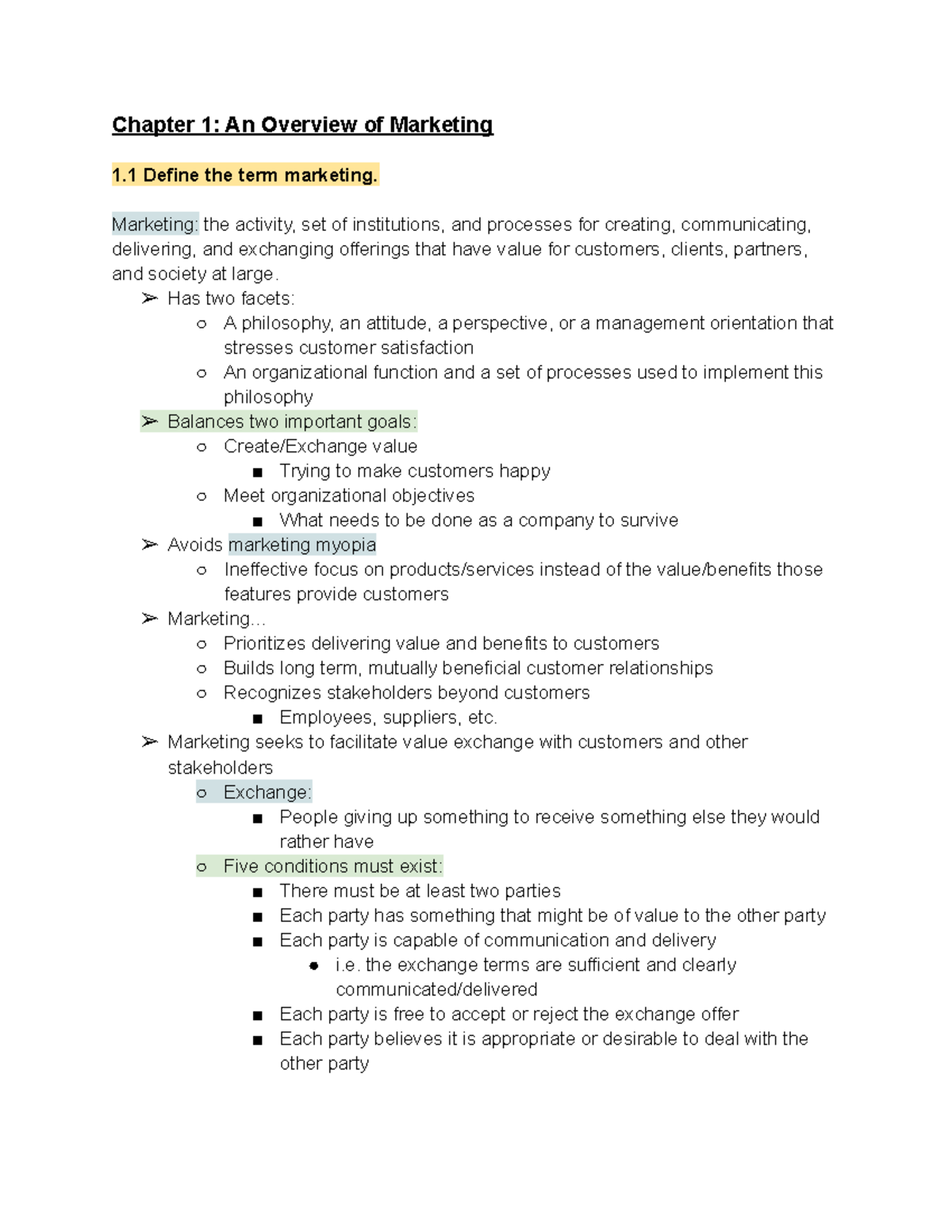 Chapter 1: An Overview of Marketing - Studocu