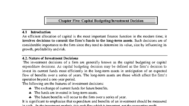 Chapter 5: Capital Budgeting - Key Concepts and Analysis (OL 2015 @FM ...
