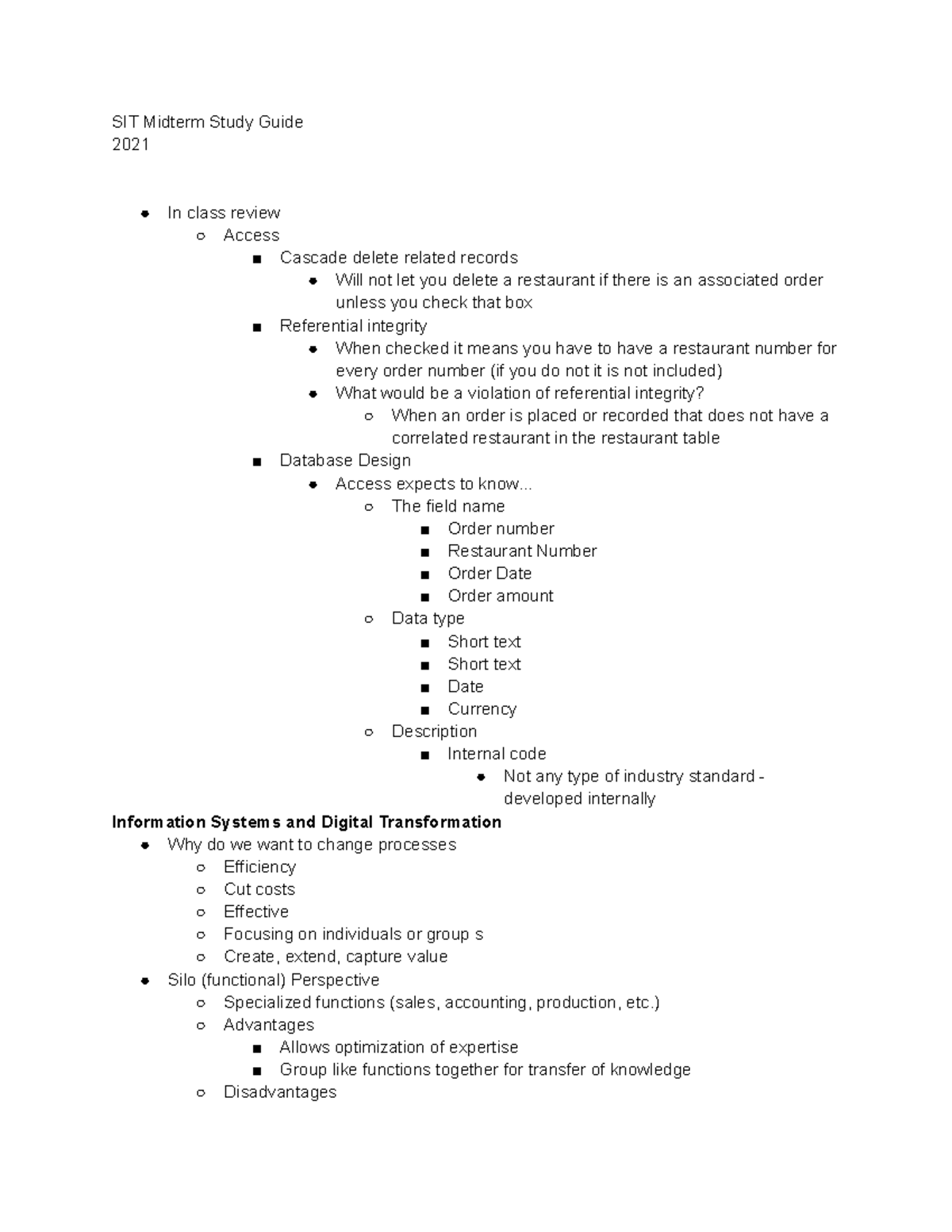 SIT Finals Study Guide - Professor Janice Sipior - SIT Midterm Study ...