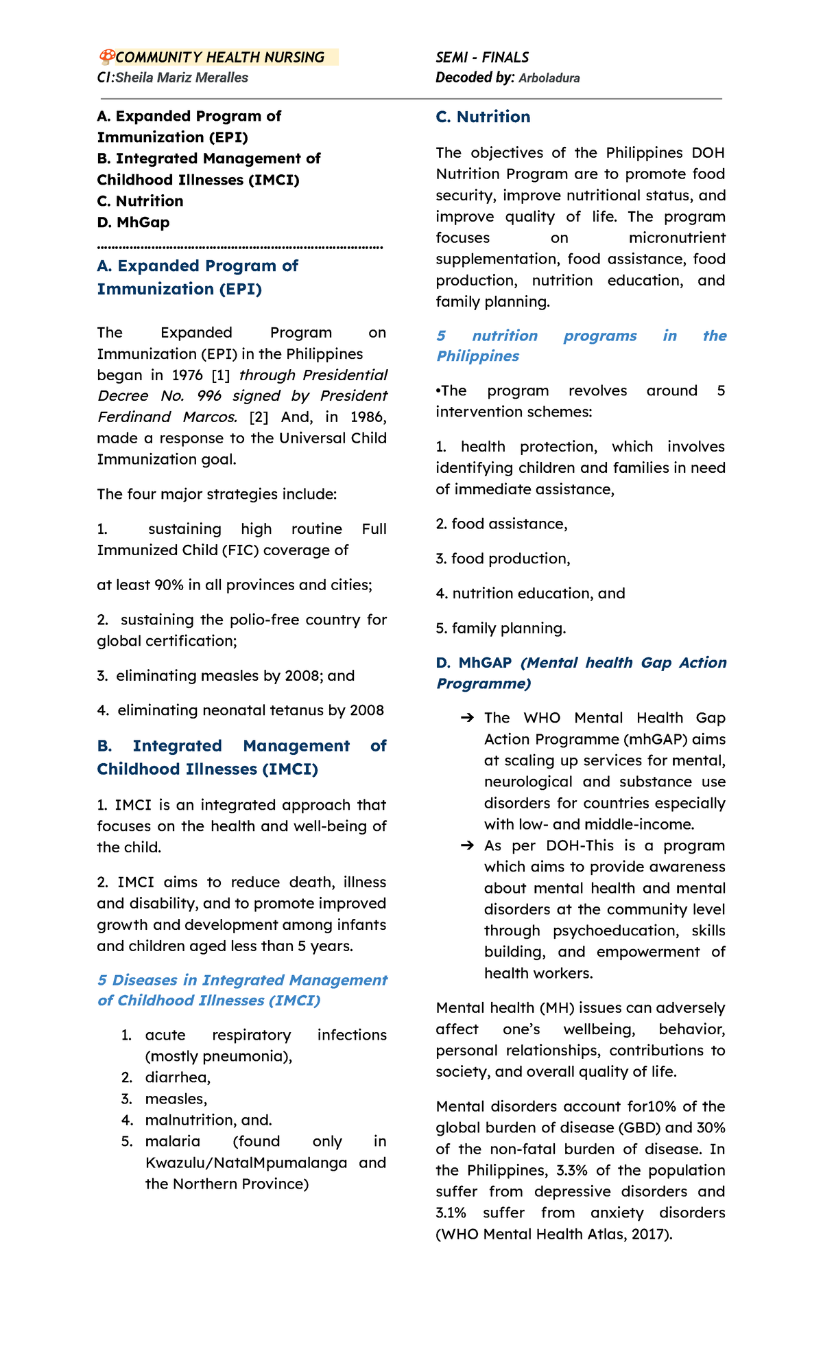 CHN LEC - SEMIs: Community Health Nursing Overview and Key Programs ...