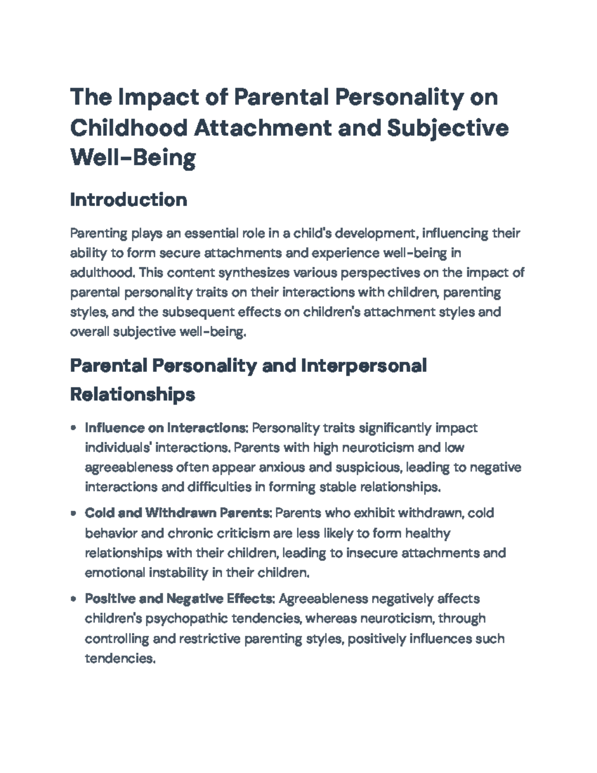 Parental Personality Traits and Their Impact on Child Development - The ...