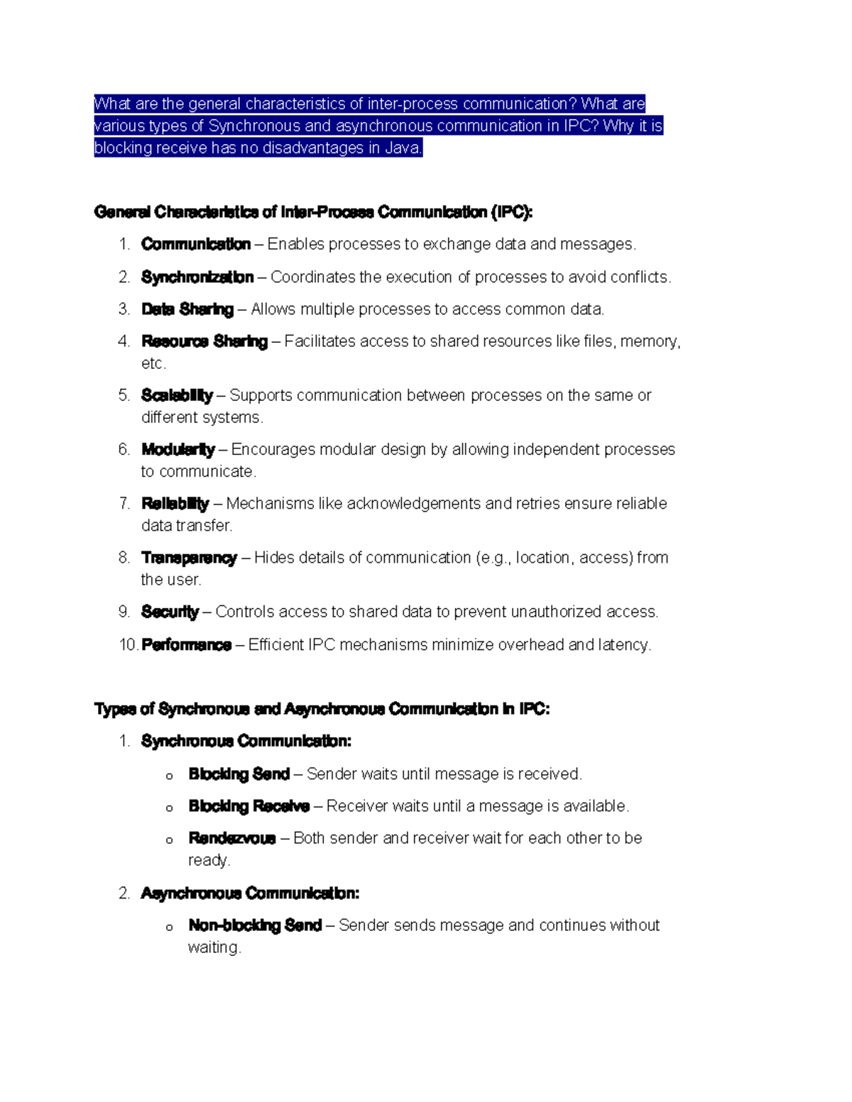 DS 3 Notes: Characteristics of IPC, Communication Types, and ...