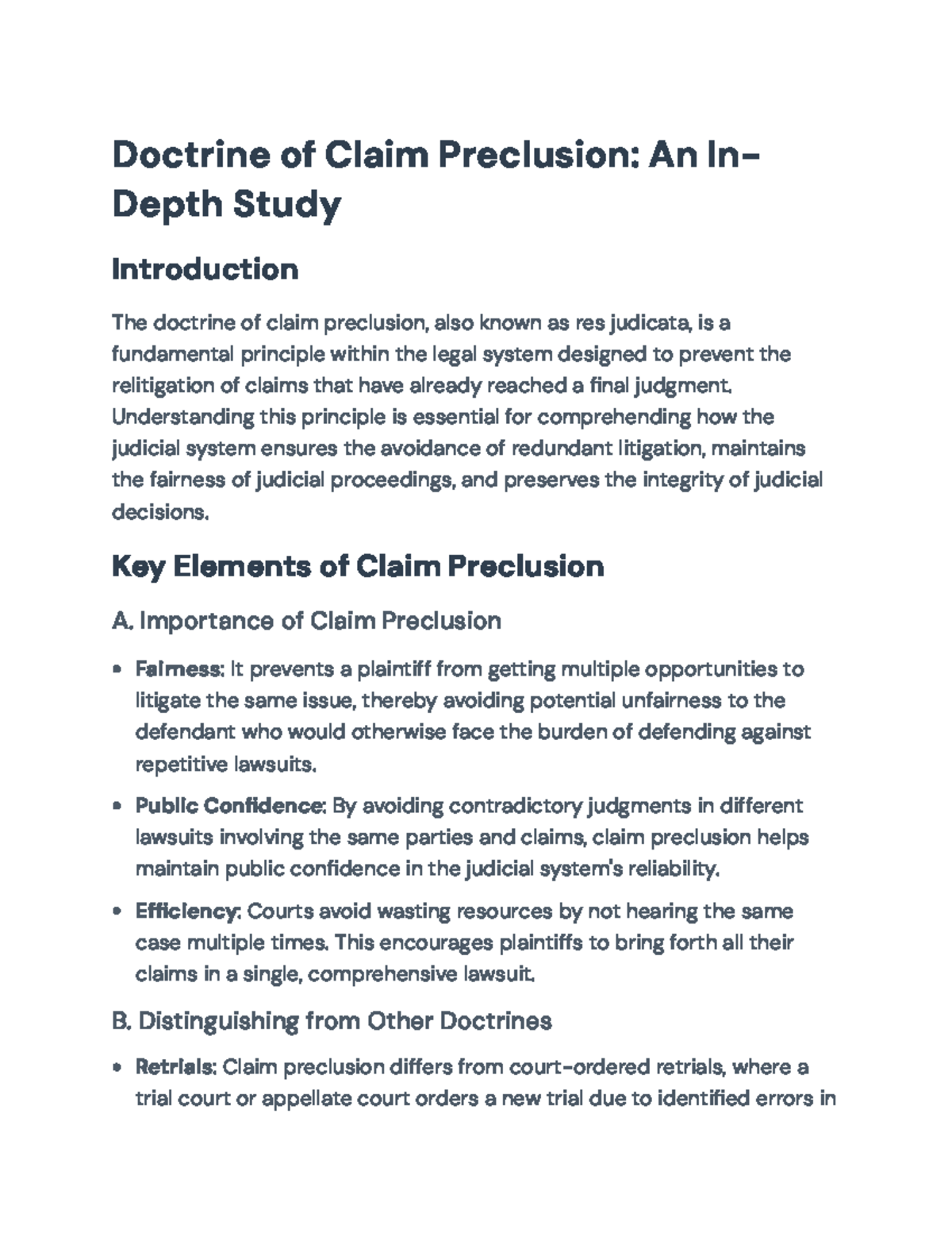 Doctrine of Claim Preclusion: Analyzing River Park v. City of Highland ...