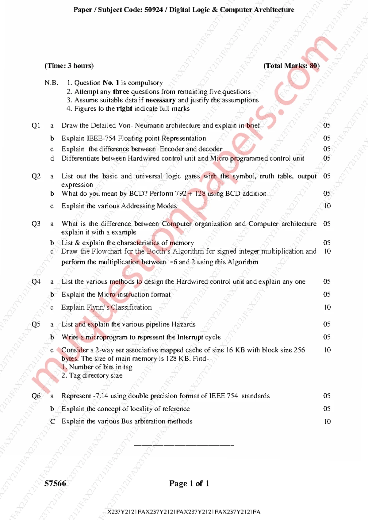 Digital Logic Computer Architecture Exam Paper 50924 - Dec 2023 - Studocu