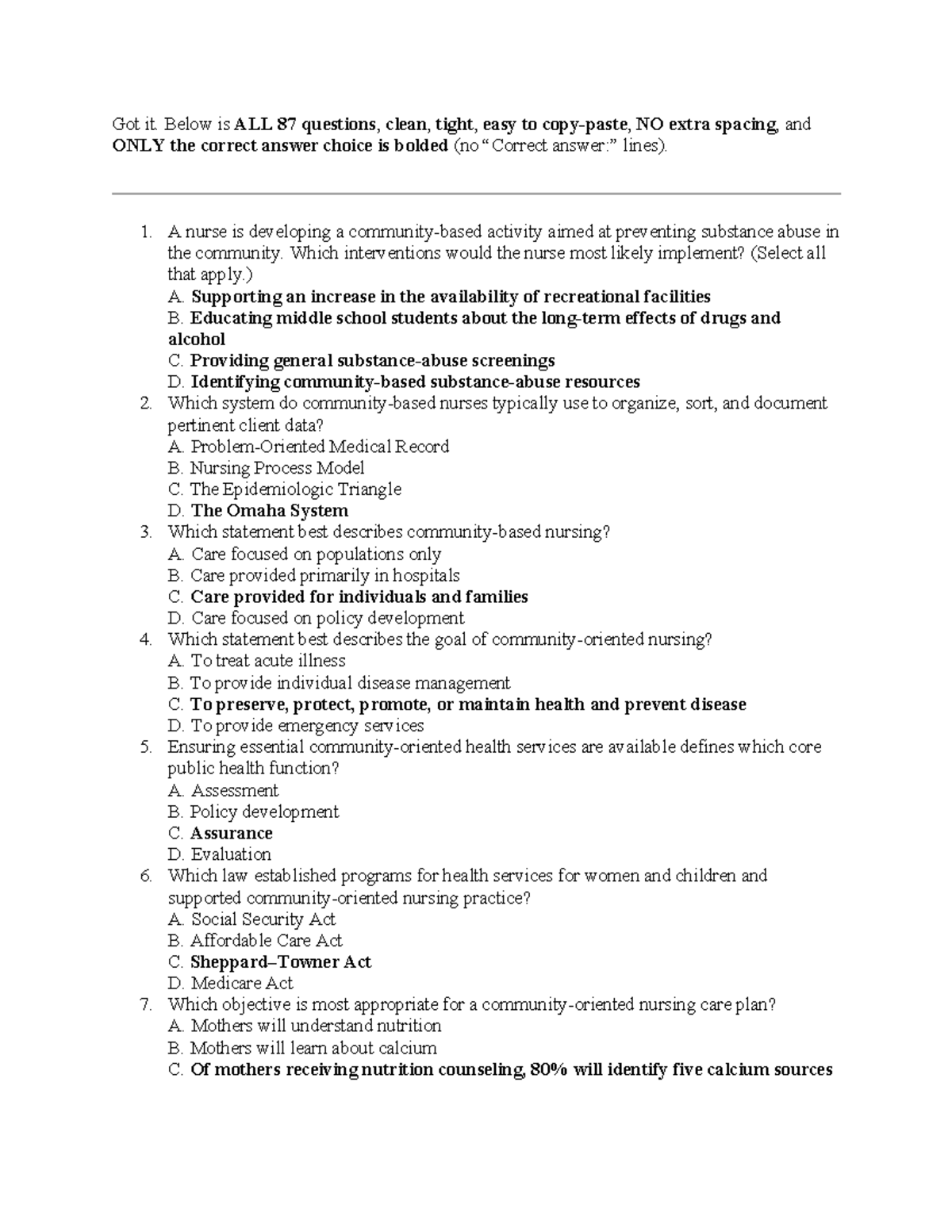 NUR 101: Practice Questions for Final Exam Preparation - Studocu